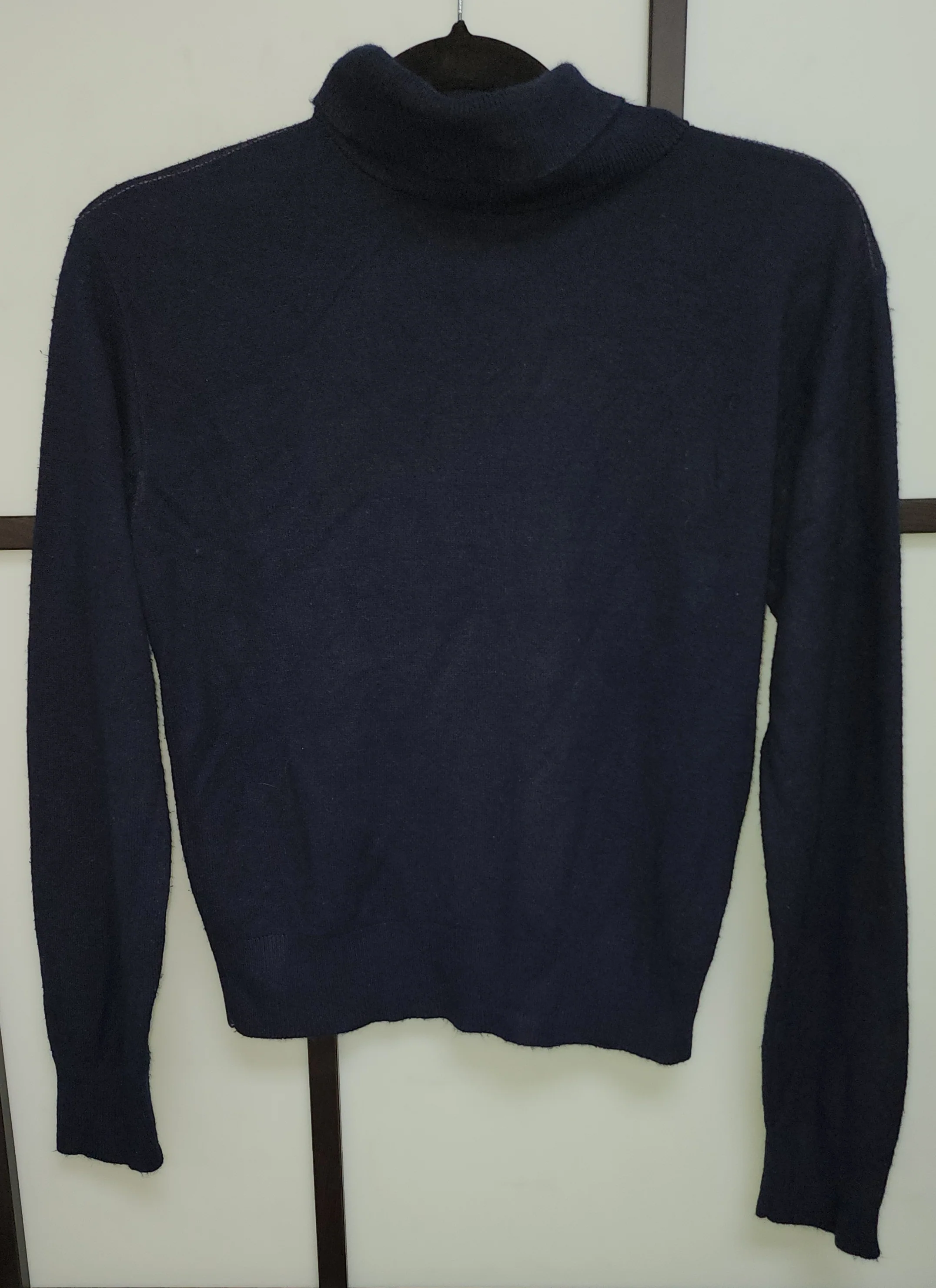 60s/70s Dark Navy Blue Acrylic Turtleneck Pullover Sweater - Image 10