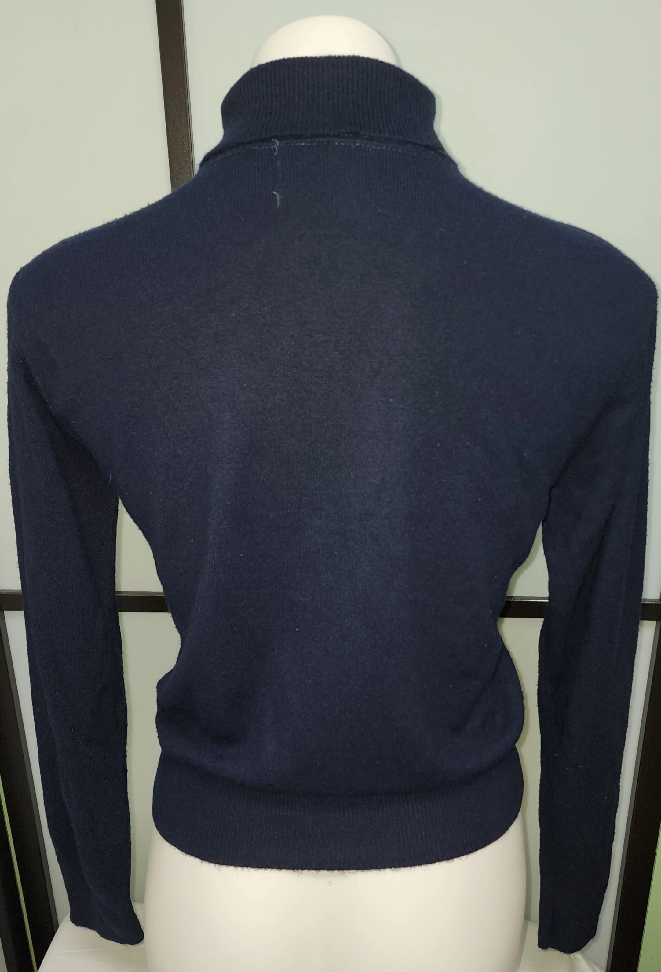 60s/70s Dark Navy Blue Acrylic Turtleneck Pullover Sweater - Image 5