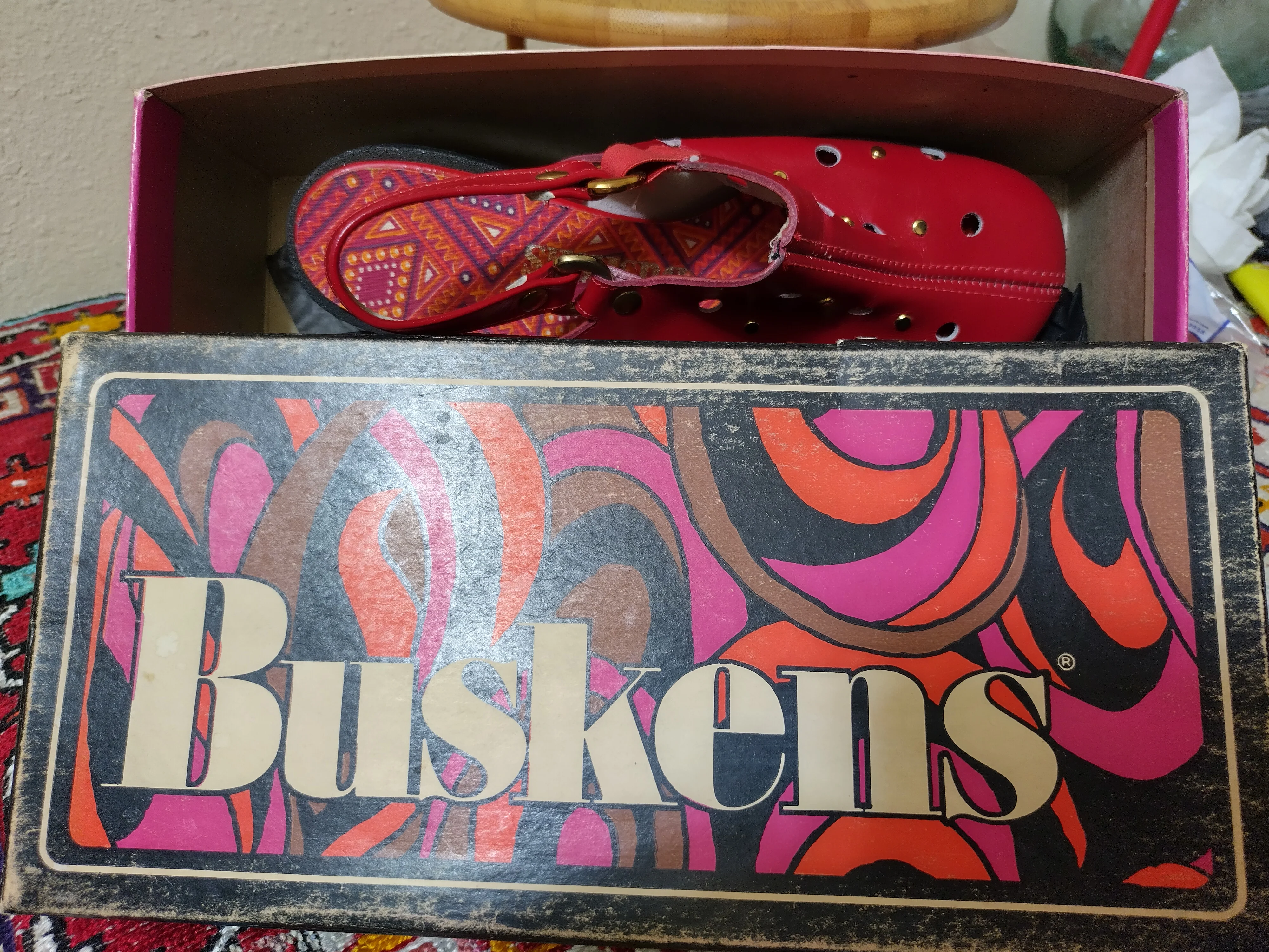 60s/70s Deadstock Orig Box Buskins Red Leather Mod Shoes By Buskins - Image 10