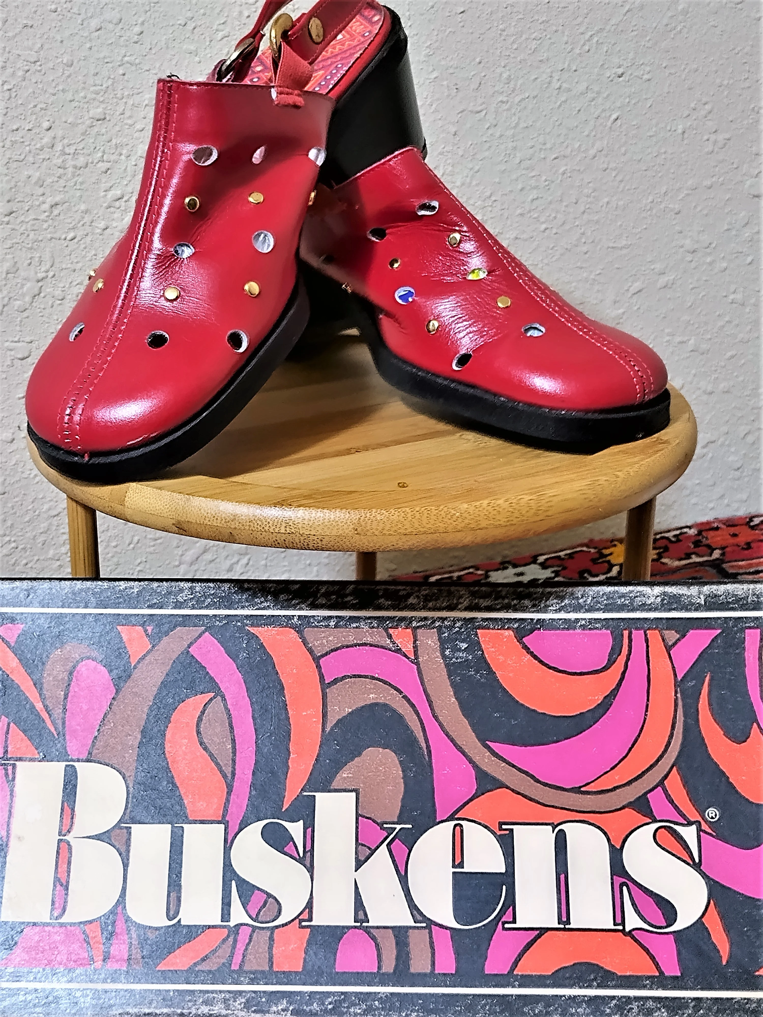 60s/70s Deadstock Orig Box Buskins Red Leather Mod Shoes By Buskins - Image 4