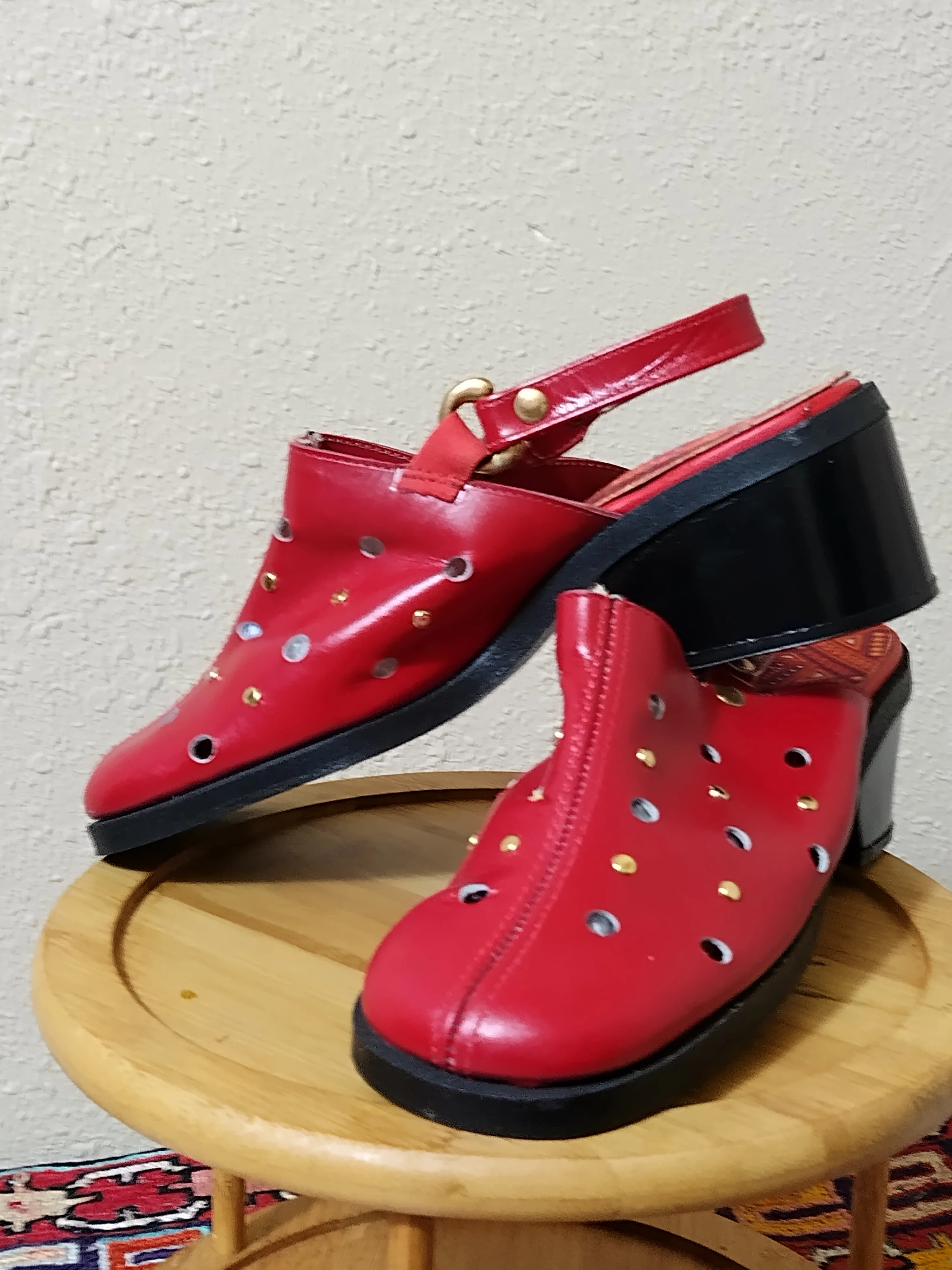60s/70s Deadstock Orig Box Buskins Red Leather Mod Shoes By Buskins - Image 6