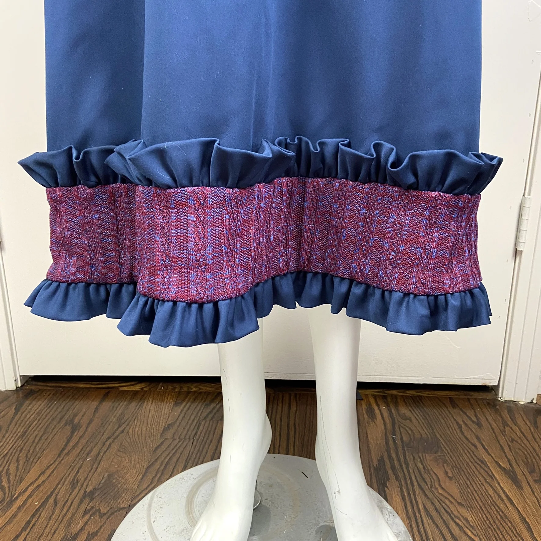60s/70s Designer Sweater Ruffle Midi Dress By Rodrigues - Image 4