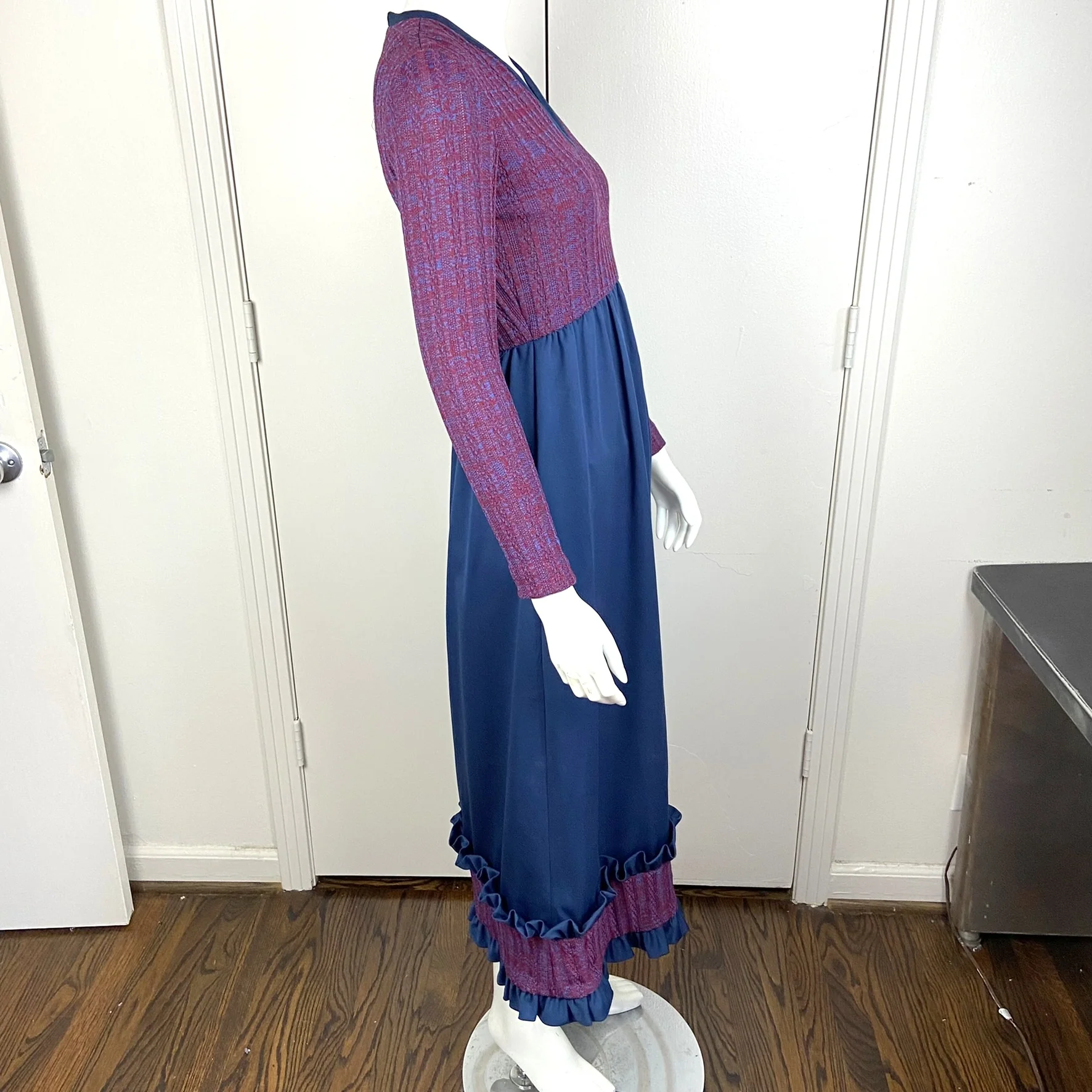 60s/70s Designer Sweater Ruffle Midi Dress By Rodrigues - Image 5