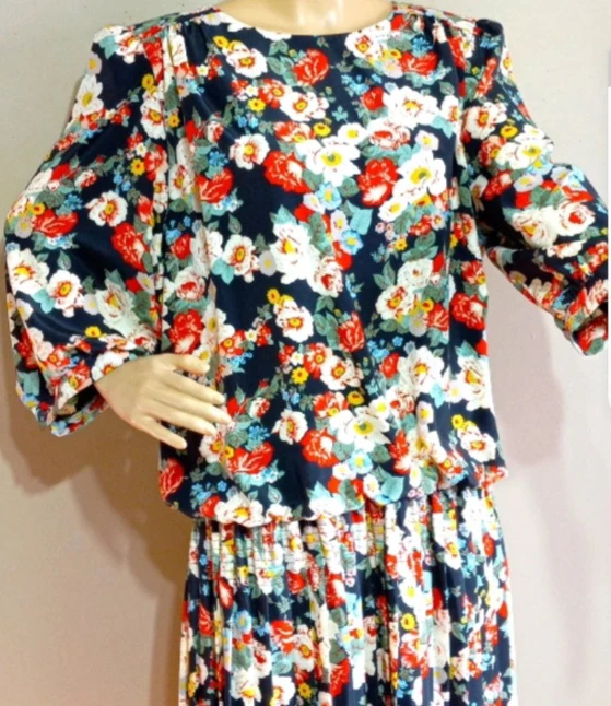 60s/70s Dropped Waist Polyester Pleated Skirt Dress By John Phillips - Image 3