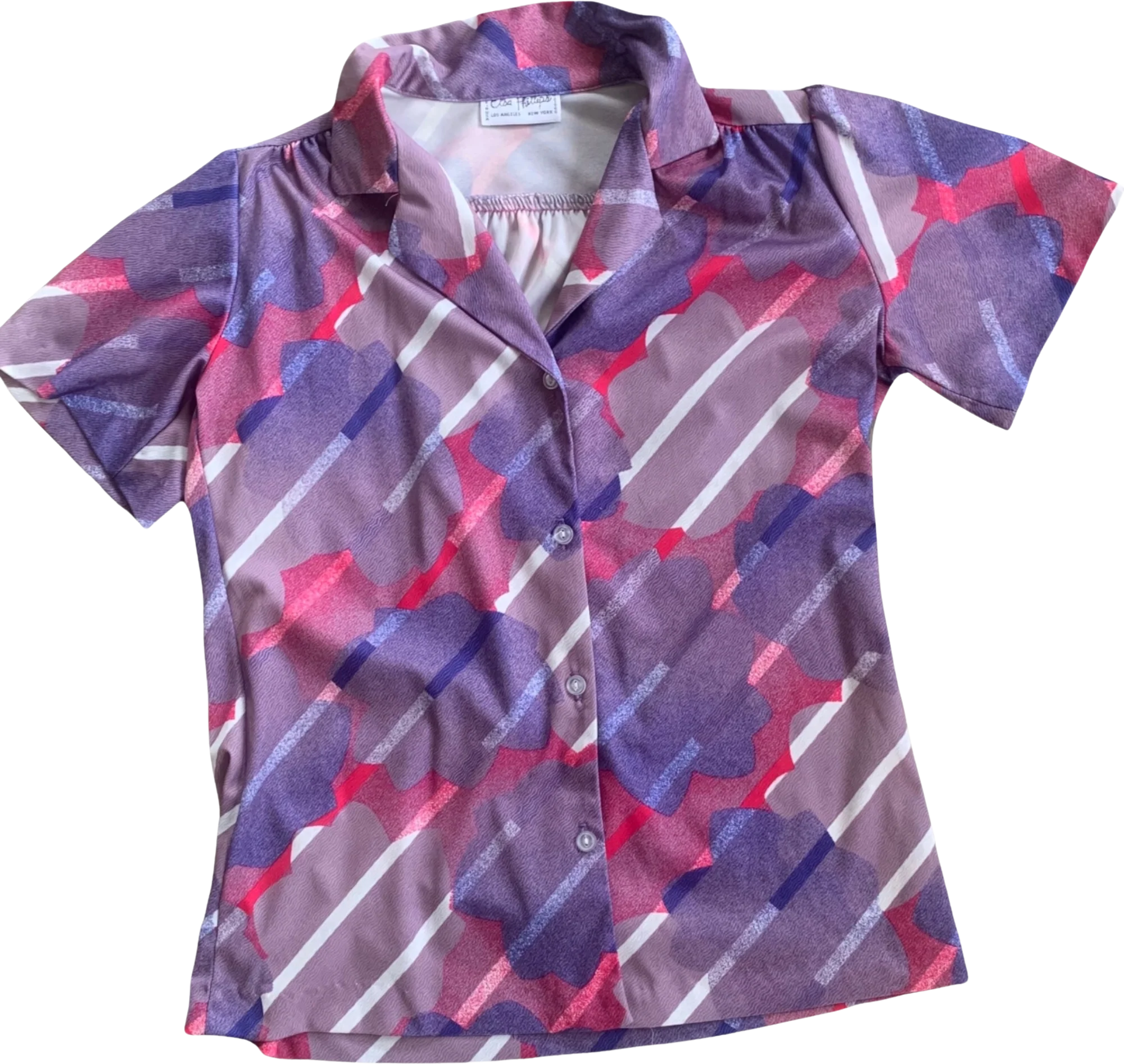 60s/70s Groovy Abstract Bold Print Top Usa by Elsa Phillips