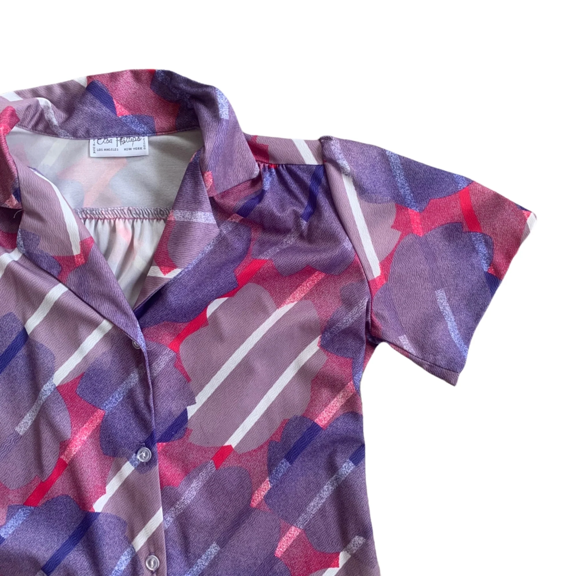 60s/70s Groovy Abstract Bold Print Top Usa by Elsa Phillips - Image 7