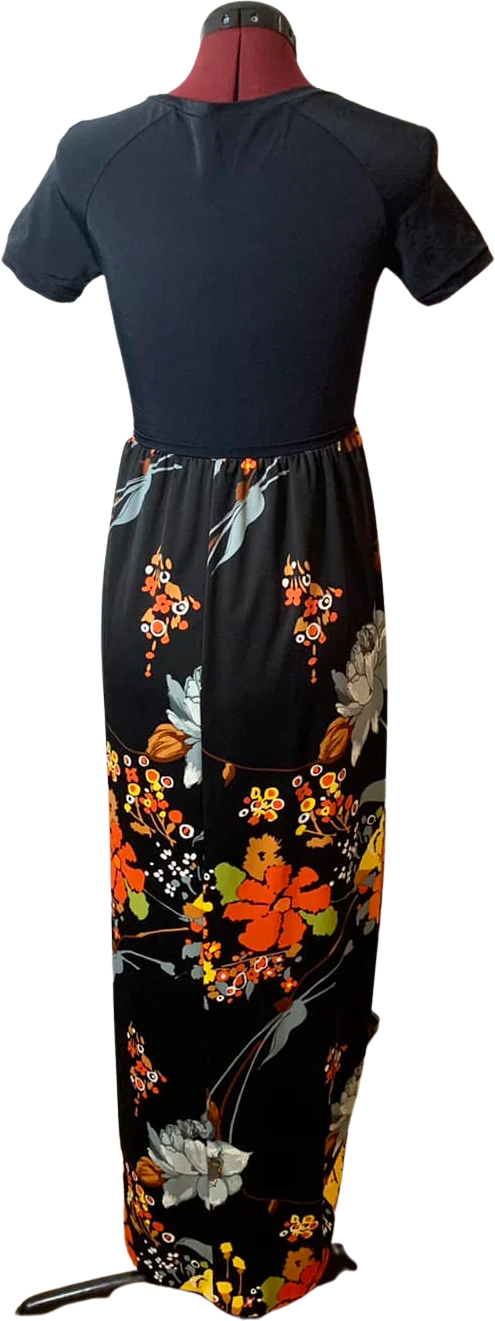 60s/70s Empire Waist Column Hostess Maxi Dress By Olga - Image 2