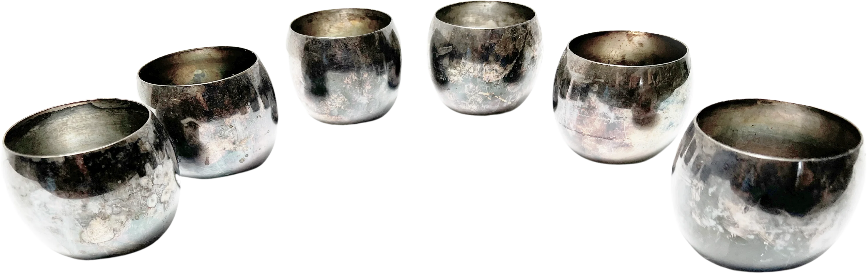 60s/70s Epca Silver Plated Roly Poly Drinking Glasses By Poole