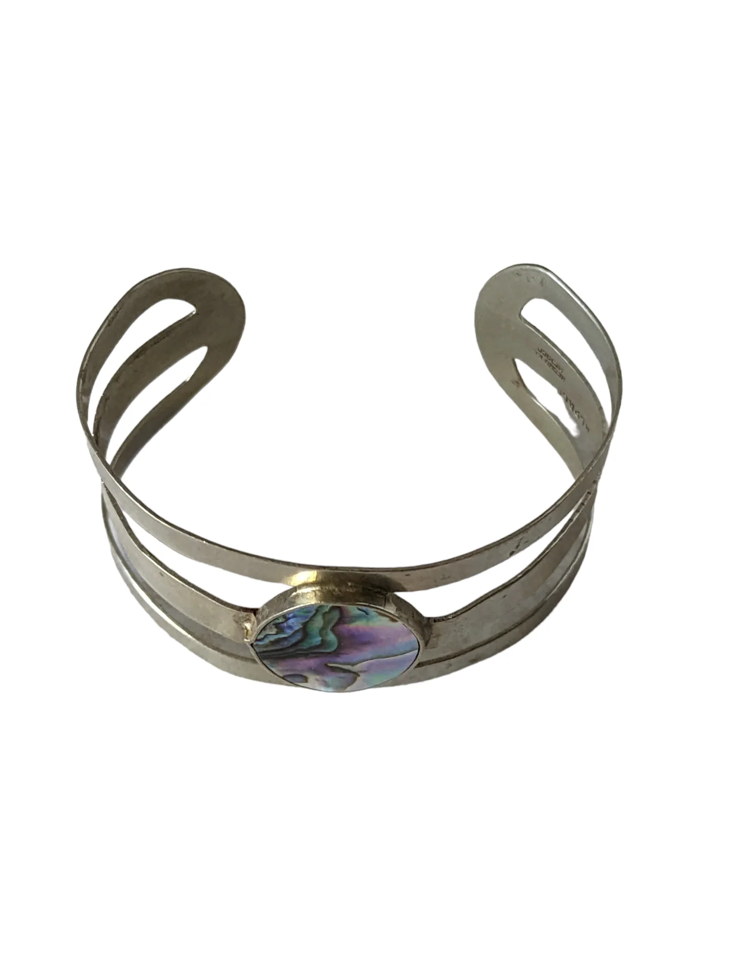 60s/70s Estate Alpaca And Abalone Cuff Bracelet - Image 3