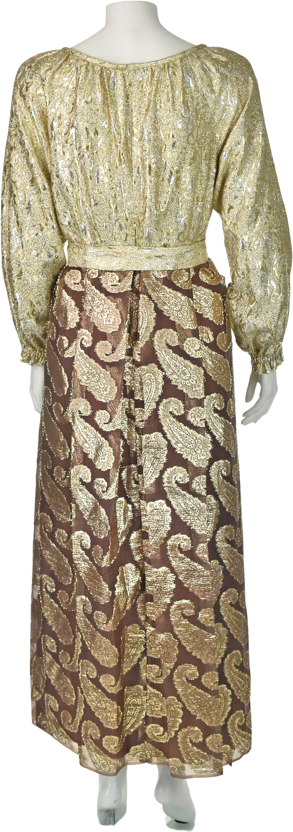 60s/70s Fancy Peasant Dress With Brown And Gold Sari Skirt - Image 2