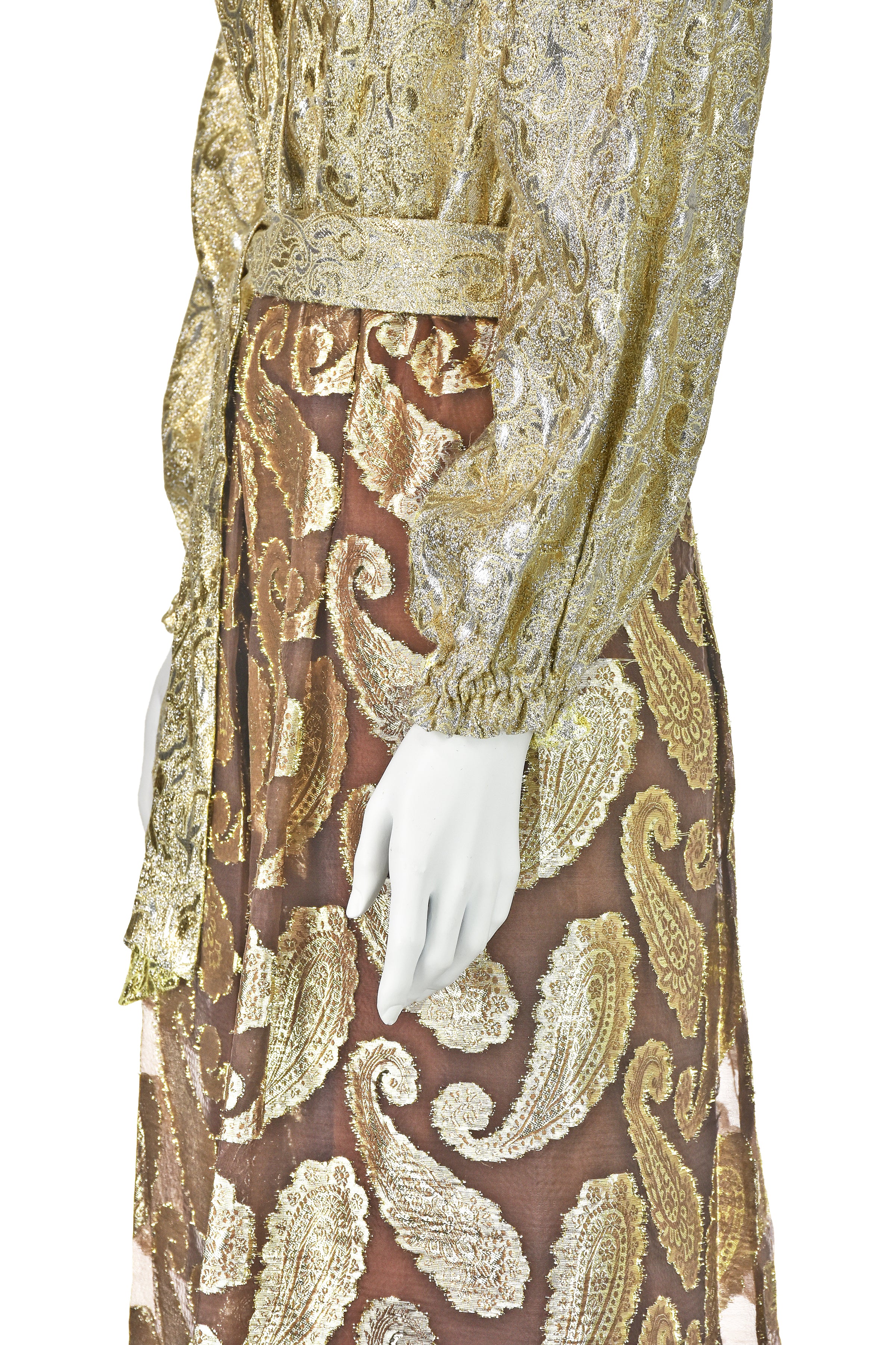 60s/70s Fancy Peasant Dress With Brown And Gold Sari Skirt - Image 5