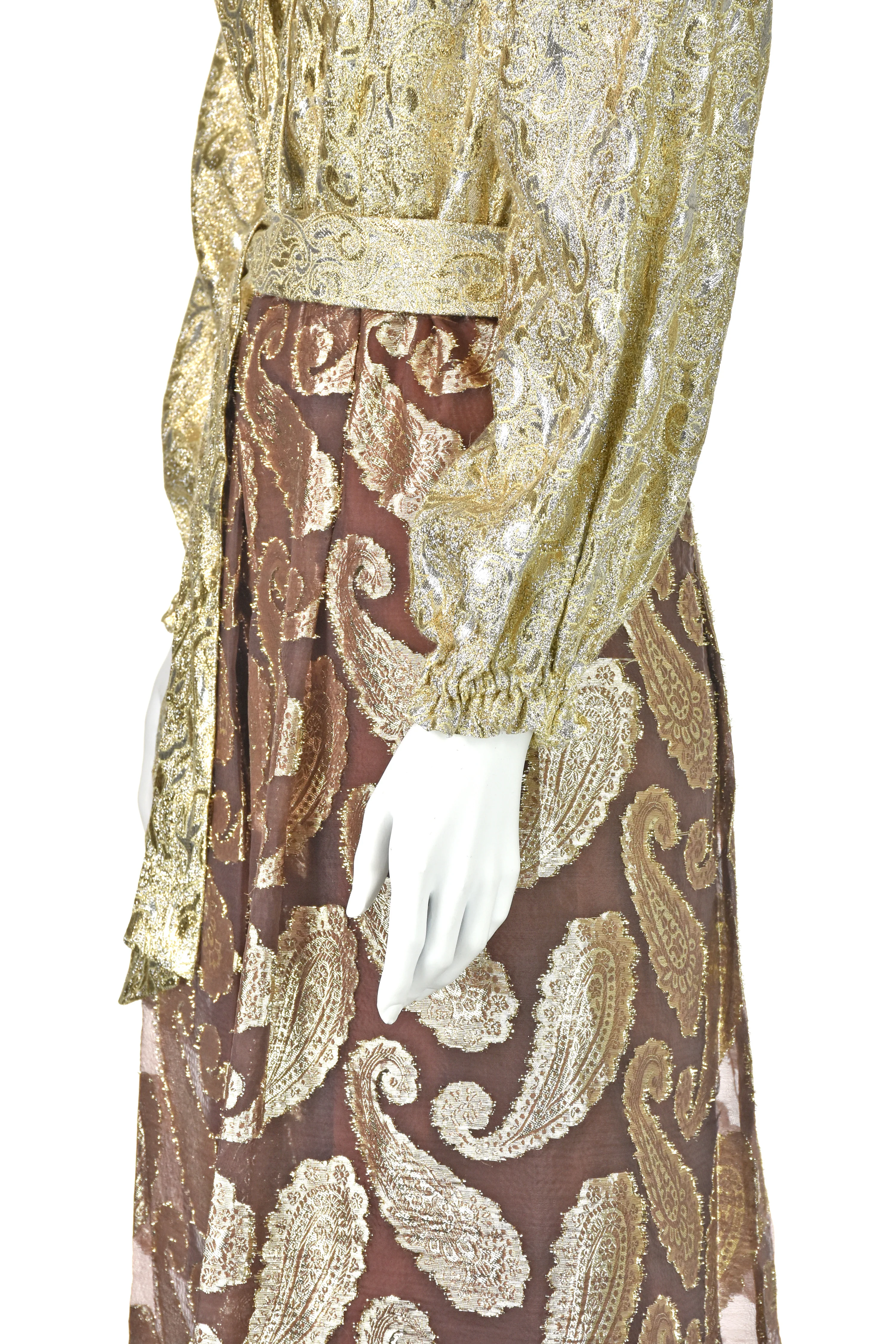60s/70s Fancy Peasant Dress With Brown And Gold Sari Skirt - Image 6