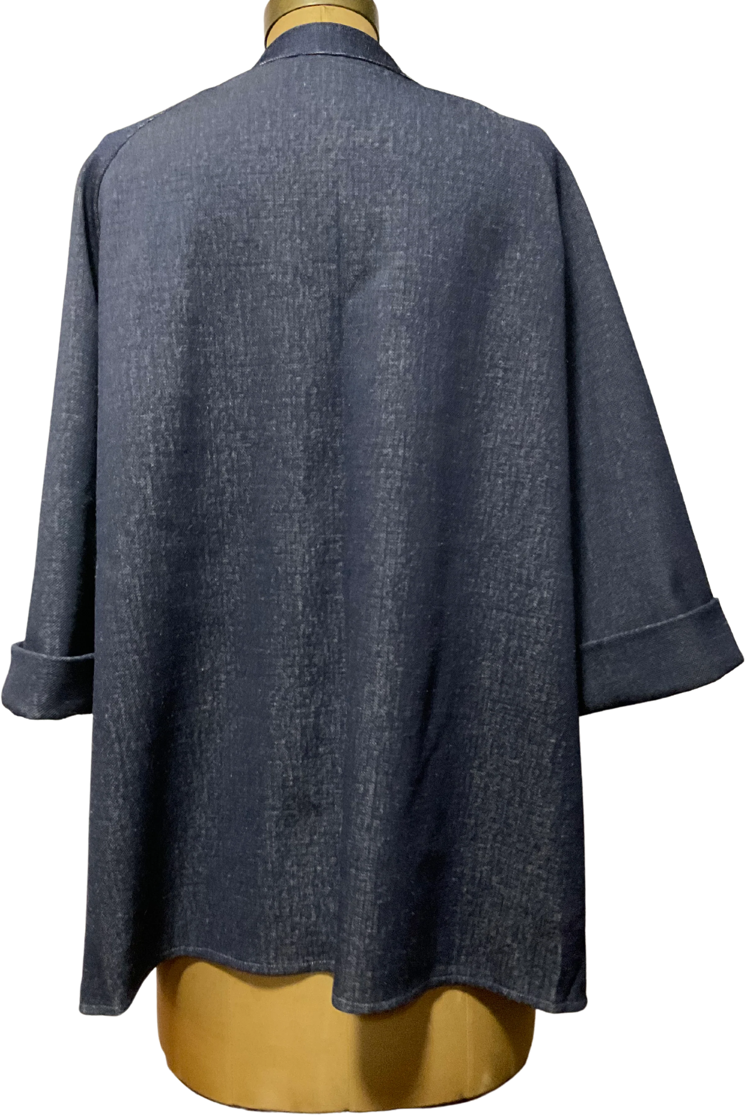 60s/70s Faux Denim Plus Size Swing Coat Navy By Peggy Lou - Image 3