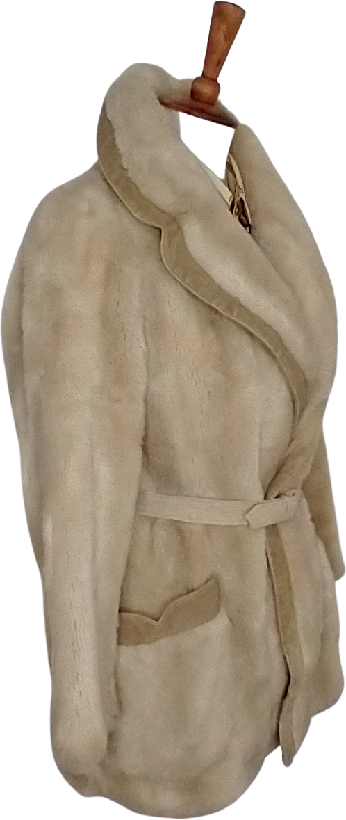 60s/70s Faux Pearl Cross Mink Jacket By Grandella