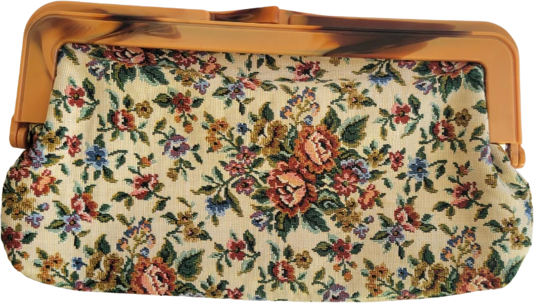 60s/70s Floral Embroidery Clutch Purse Handbag Purse