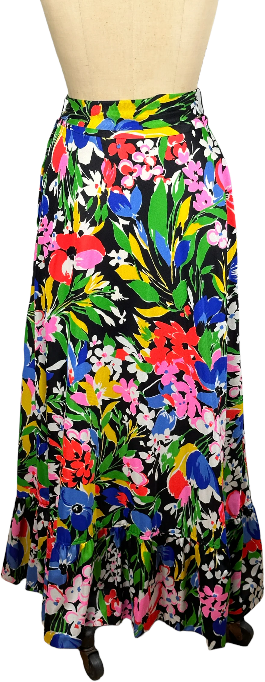 60s/70s Floral Maxi Peasant Skirt With Ruffled Hem By Century of Boston - Image 2