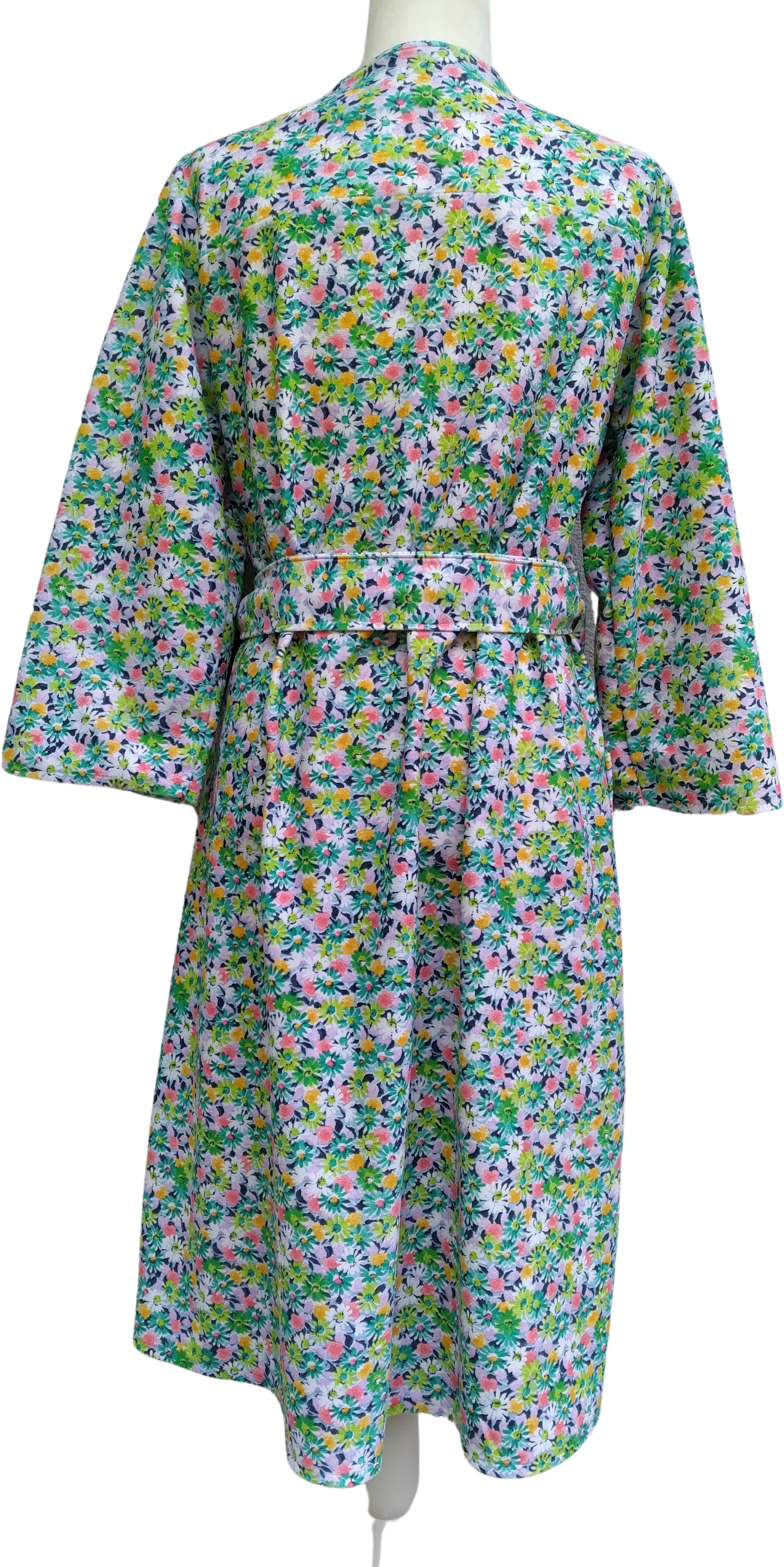 60s/70s Floral Wrap Robe/ House Dress With Front Pocket - Image 2