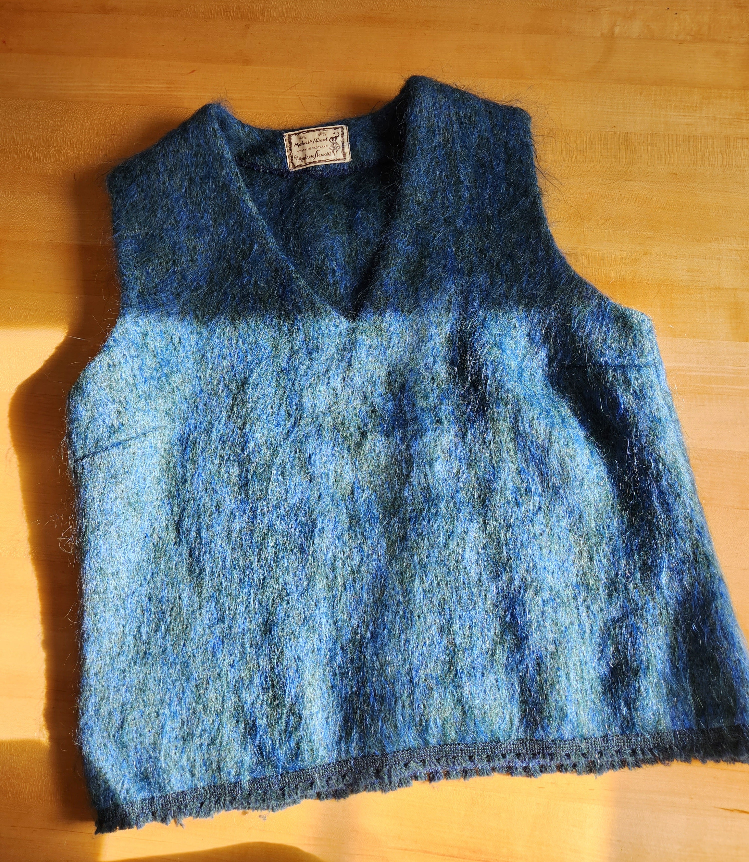 60s/70s Fuzzy Blue Mohair Sweater Vest Pullover Jumper By Andrew Stewart - Image 13