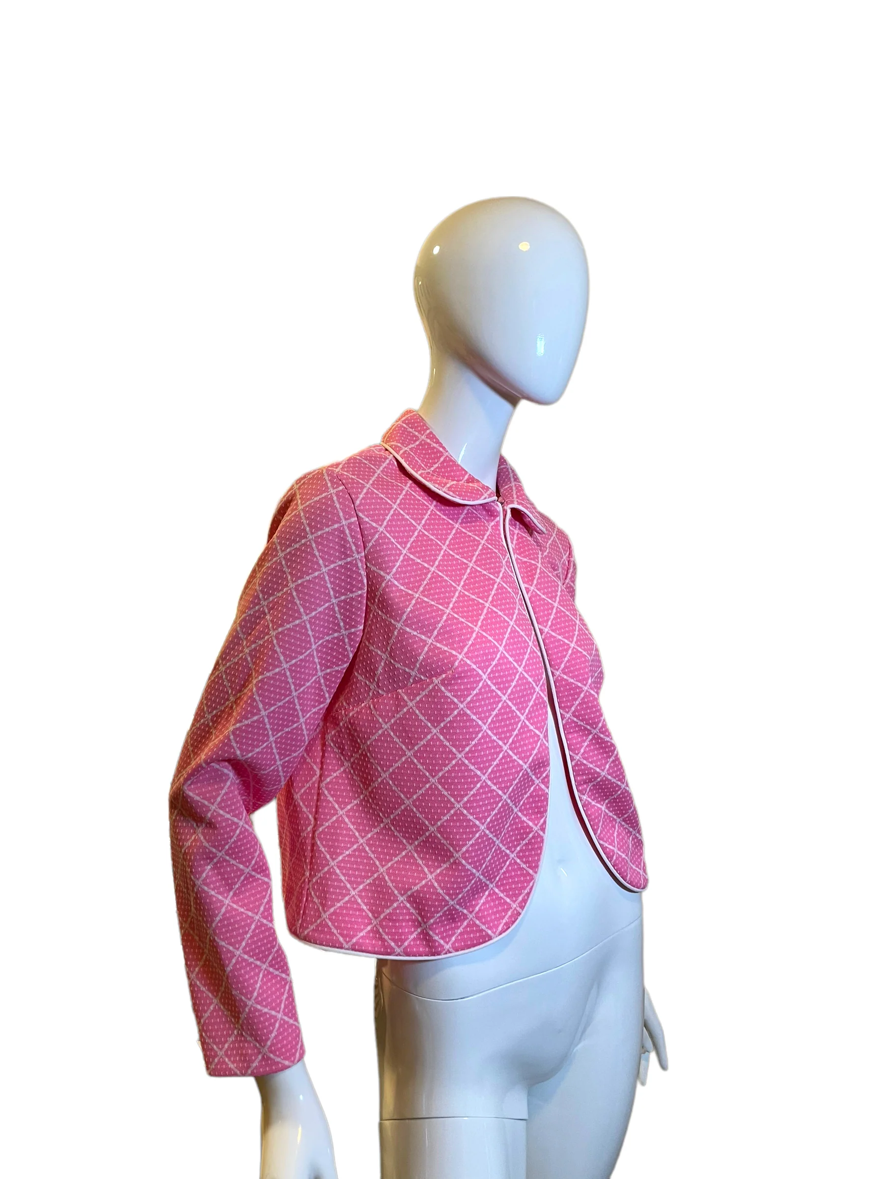 60s/70s Geometric Peter Pan Collar Bolero Crop Jacket - Image 3