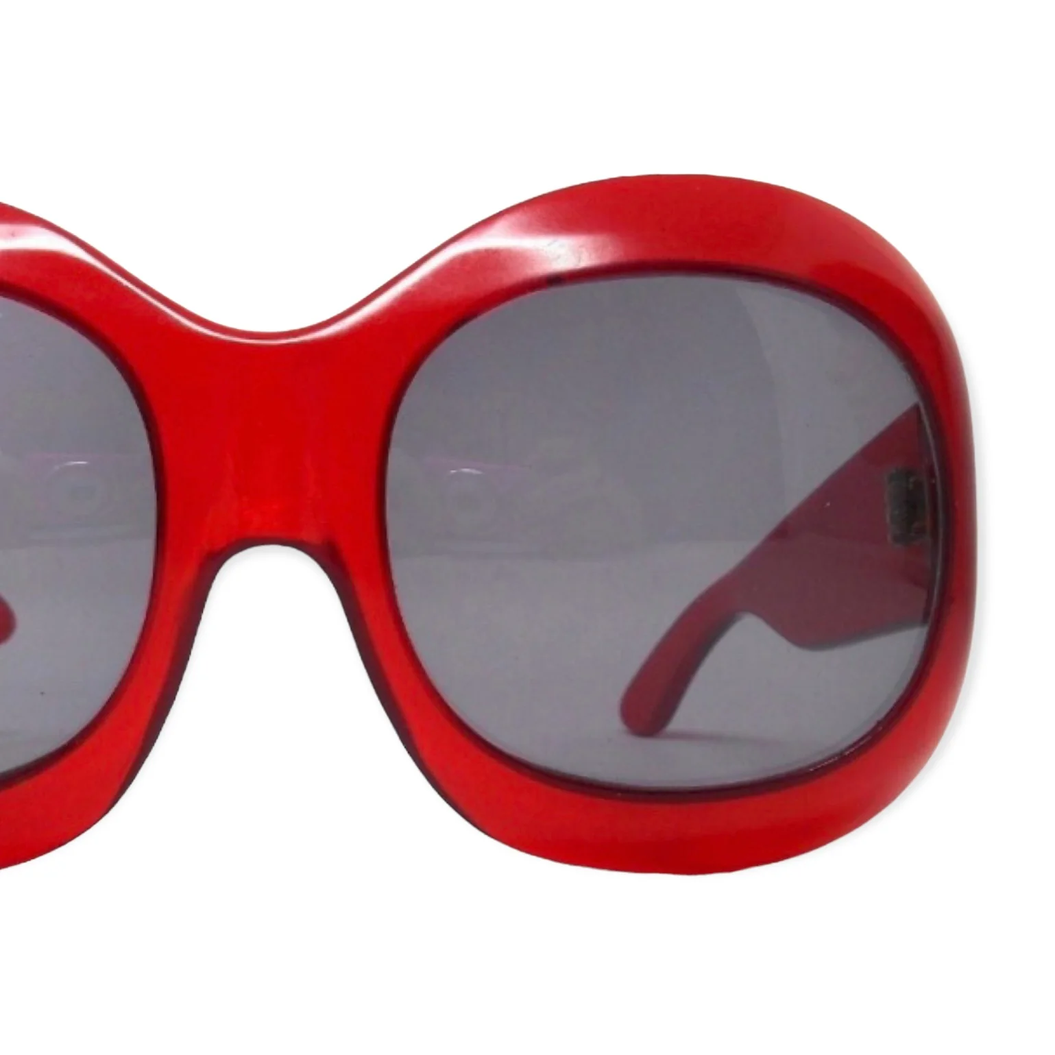 60s/70s Gigantic Red Thick Framed Sunglasses France - Image 5