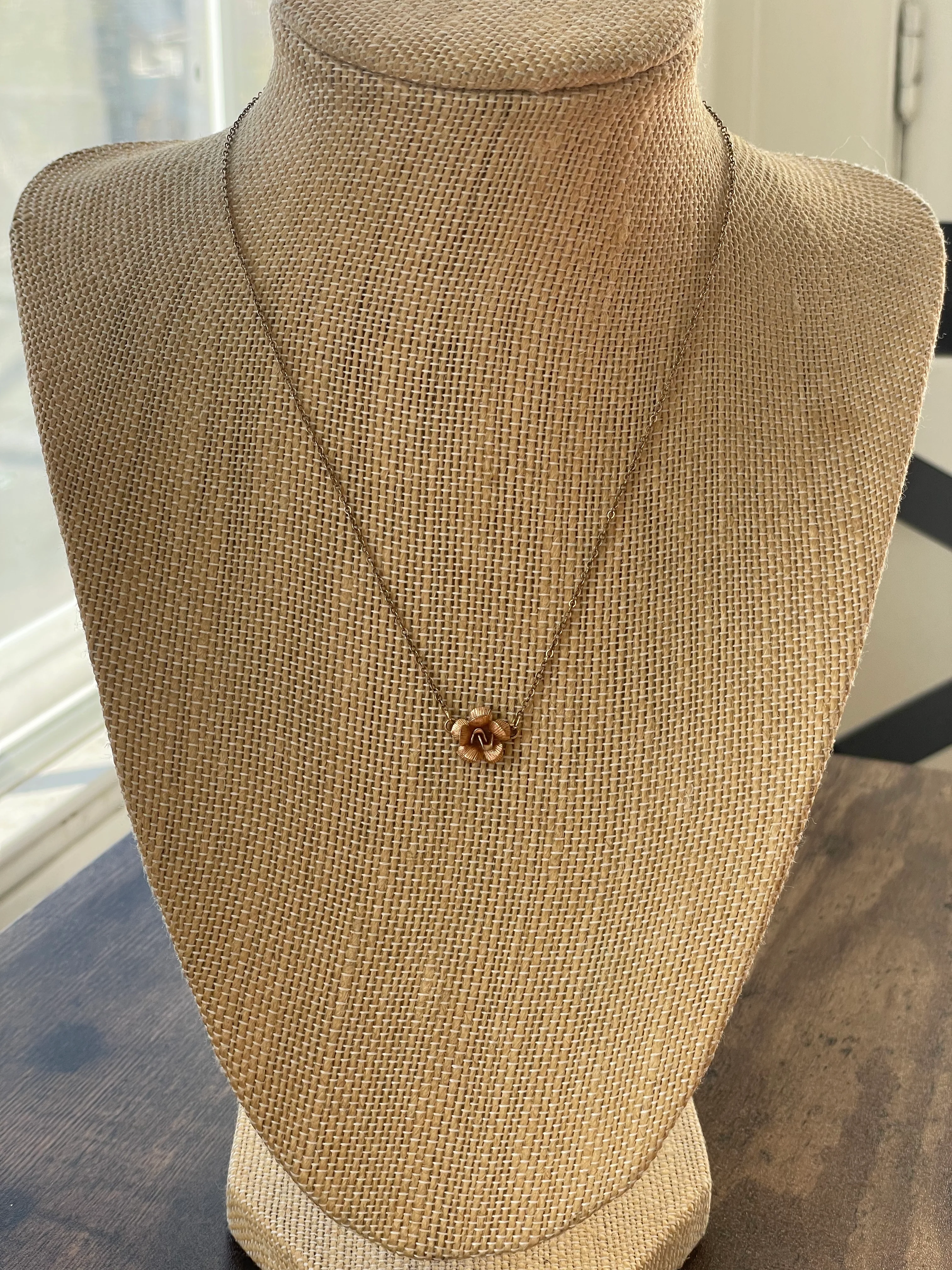 60s/70s Gold Filled Necklace With Rose Center Pendant By Krementz - Image 6