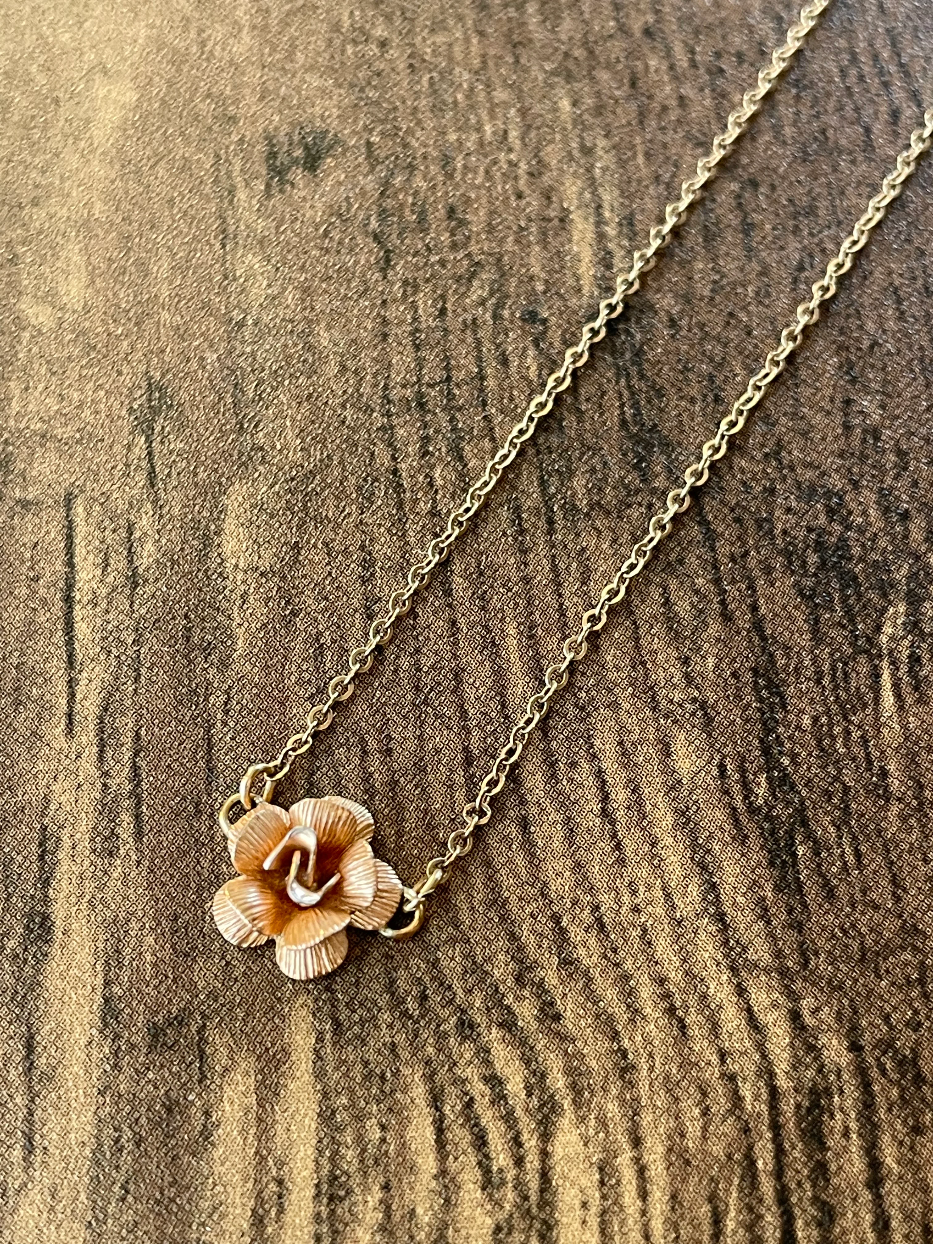 60s/70s Gold Filled Necklace With Rose Center Pendant By Krementz - Image 7