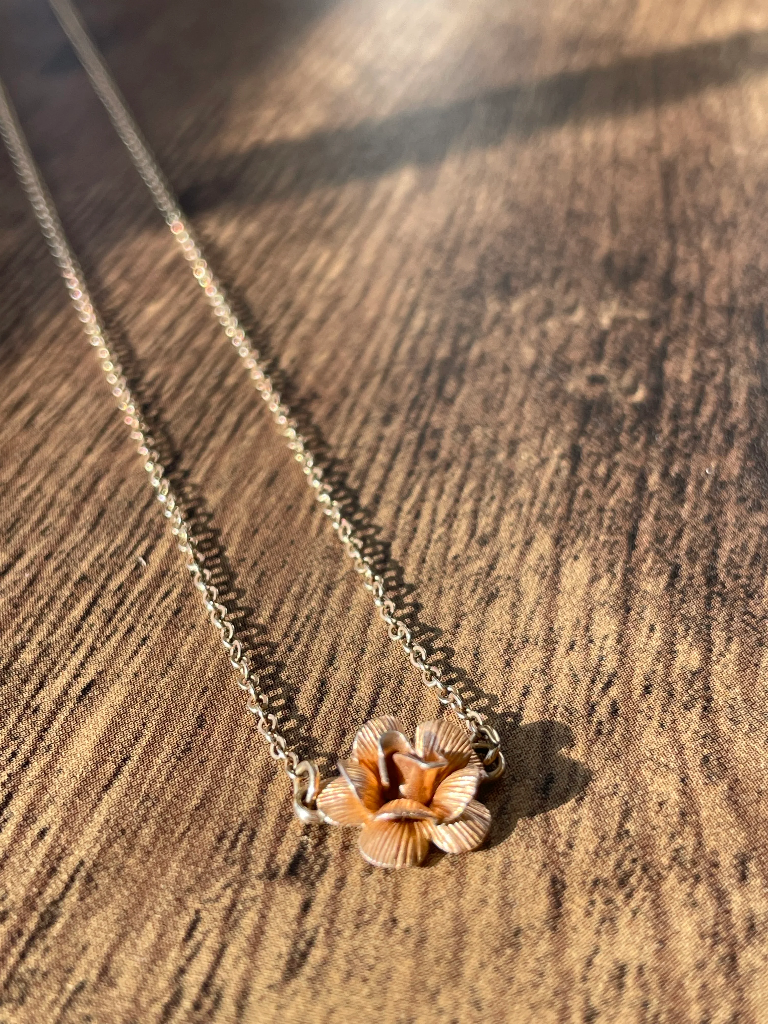 60s/70s Gold Filled Necklace With Rose Center Pendant By Krementz - Image 9
