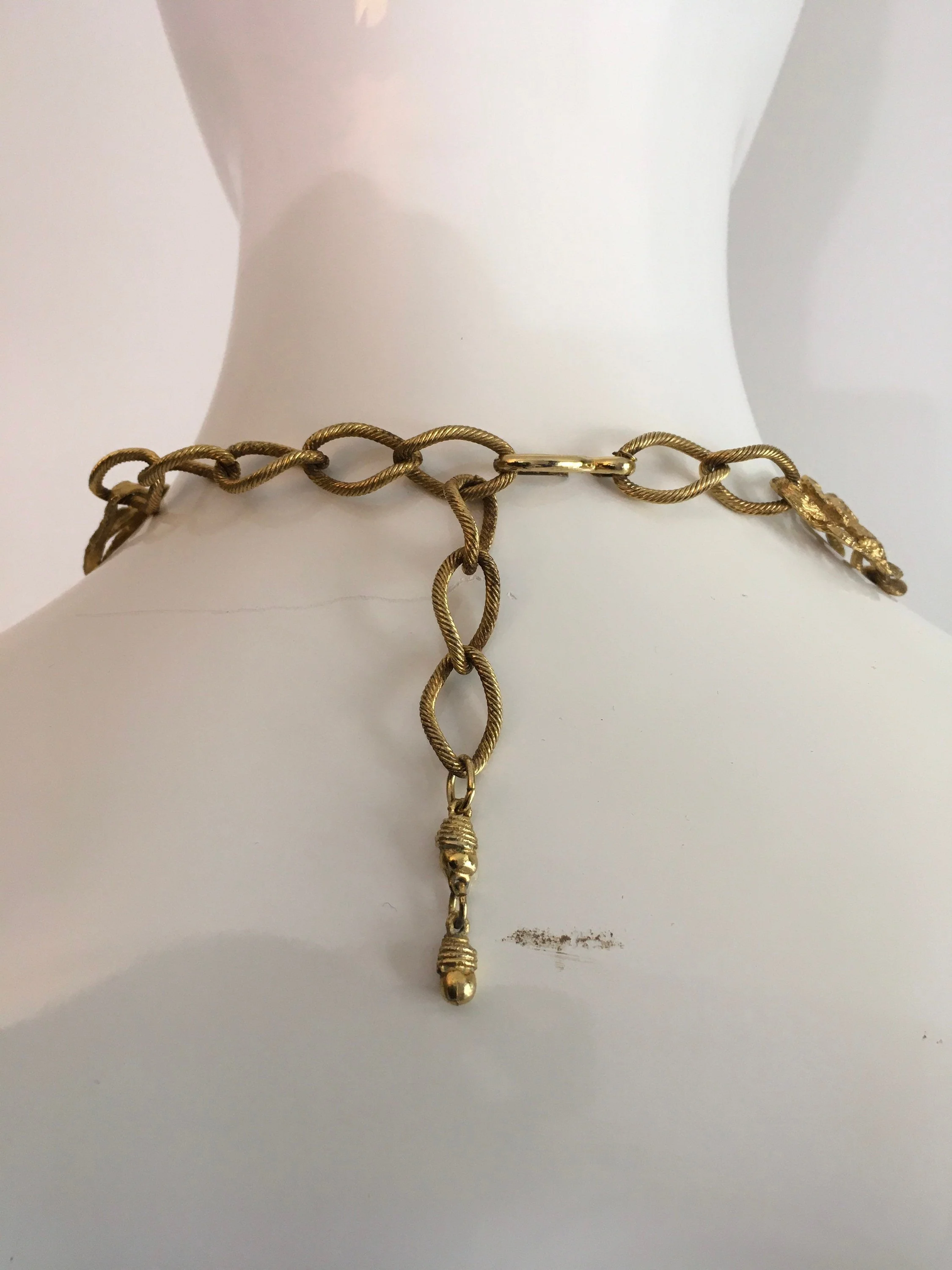 60's/70's Gold Neck Tie Modernist Brutalist Necklace - Image 3