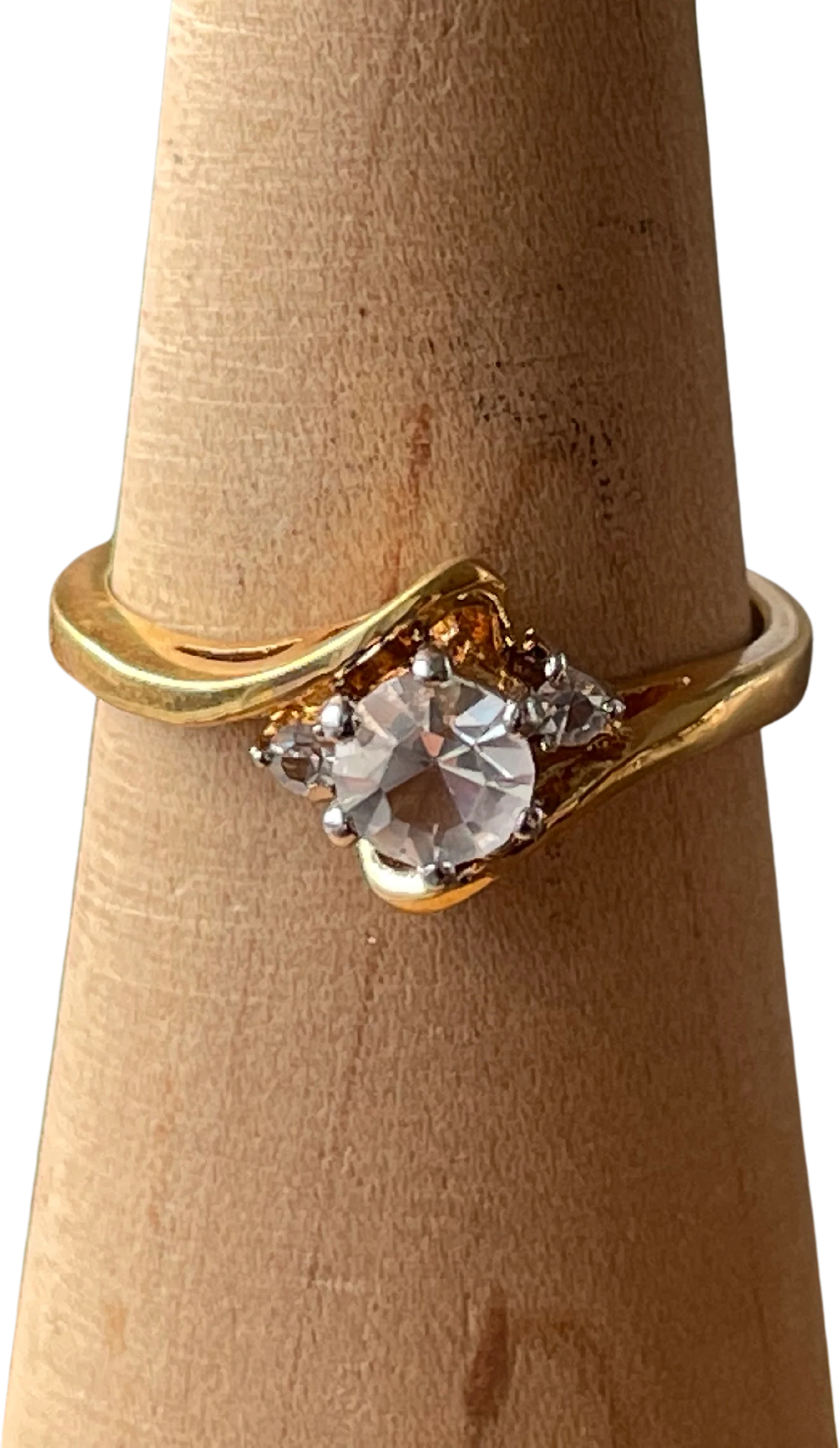 60s/70s Gold Plated Cz Engagement Style Cocktail Ring