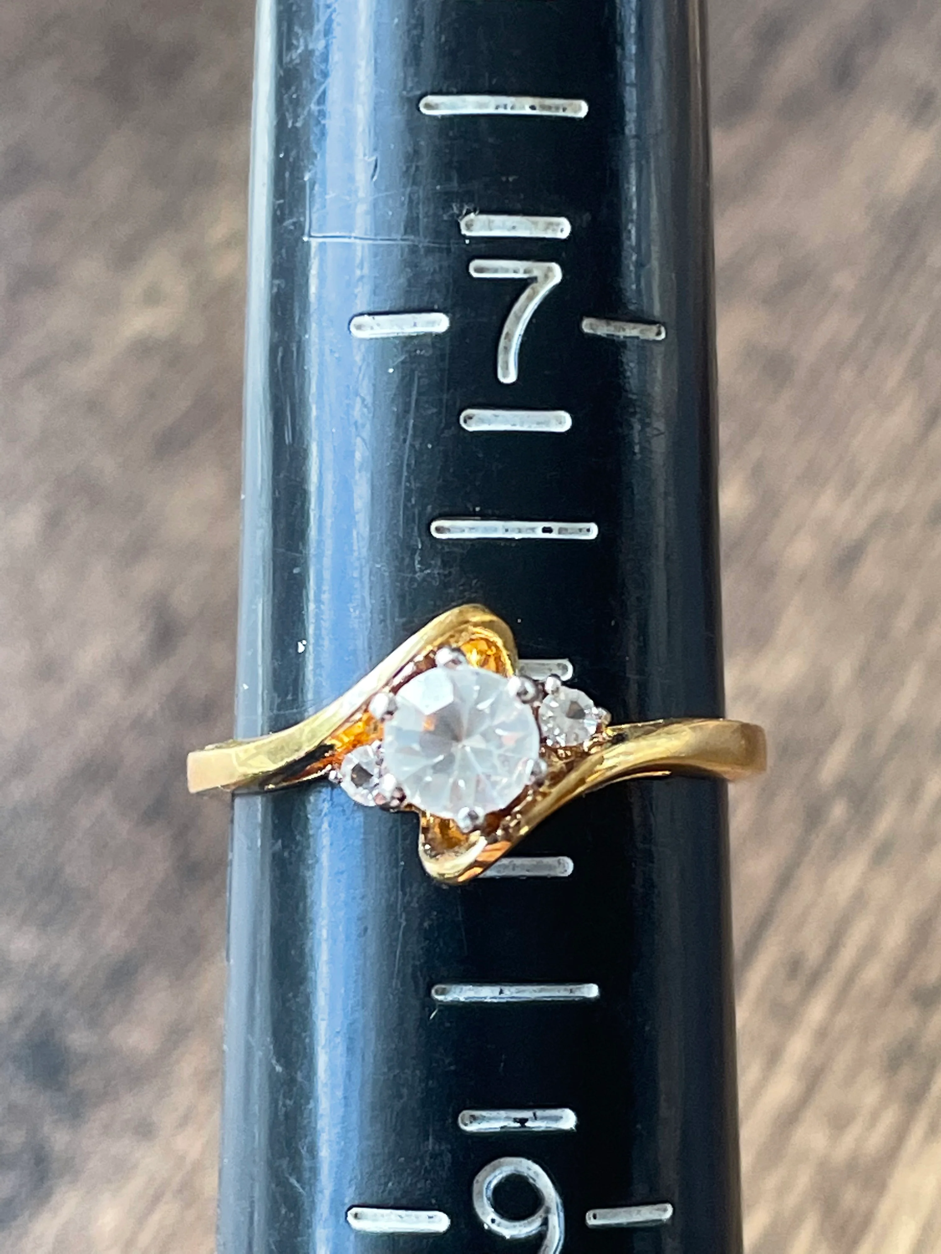 60s/70s Gold Plated Cz Engagement Style Cocktail Ring - Image 11