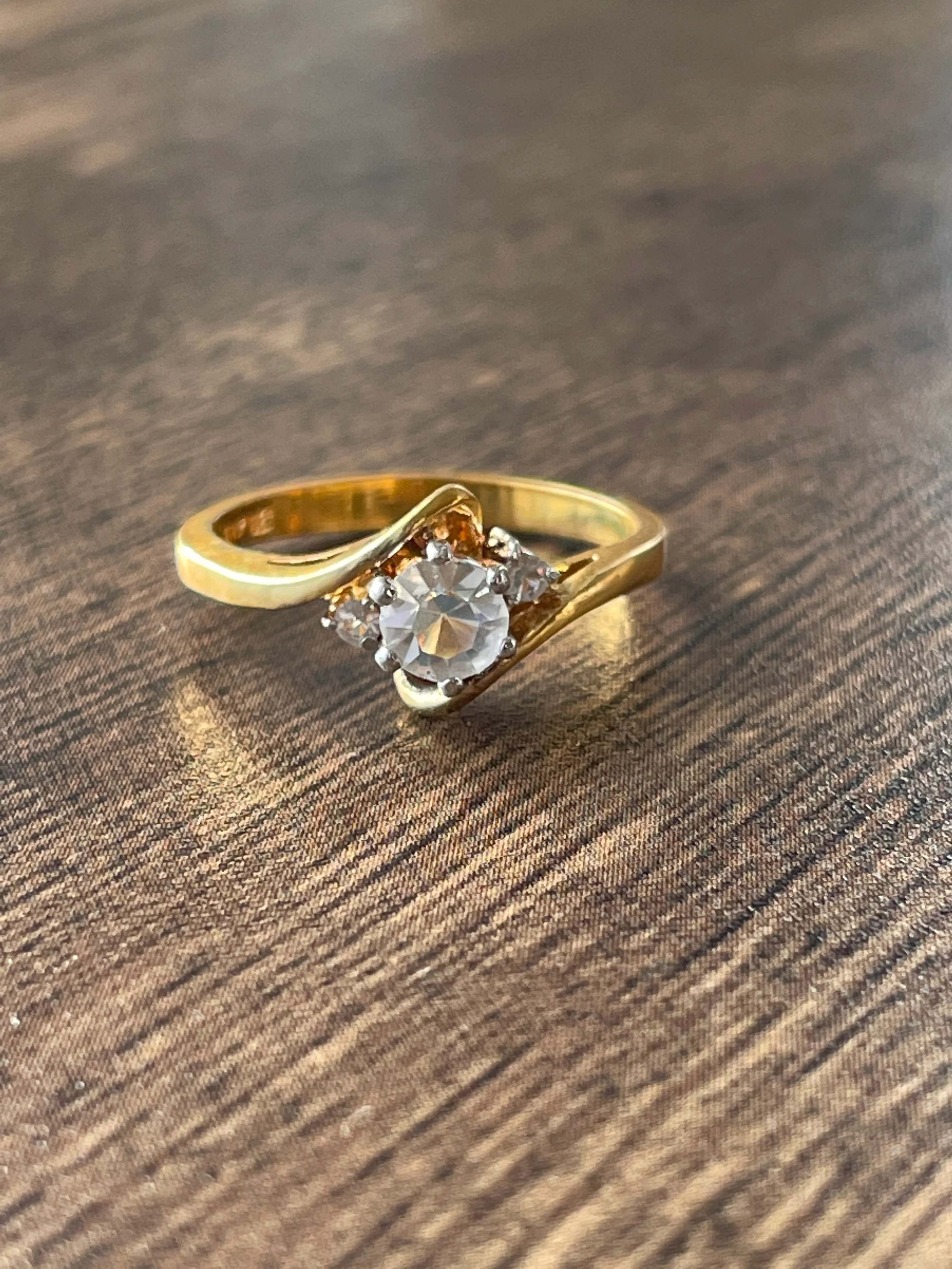 60s/70s Gold Plated Cz Engagement Style Cocktail Ring - Image 2