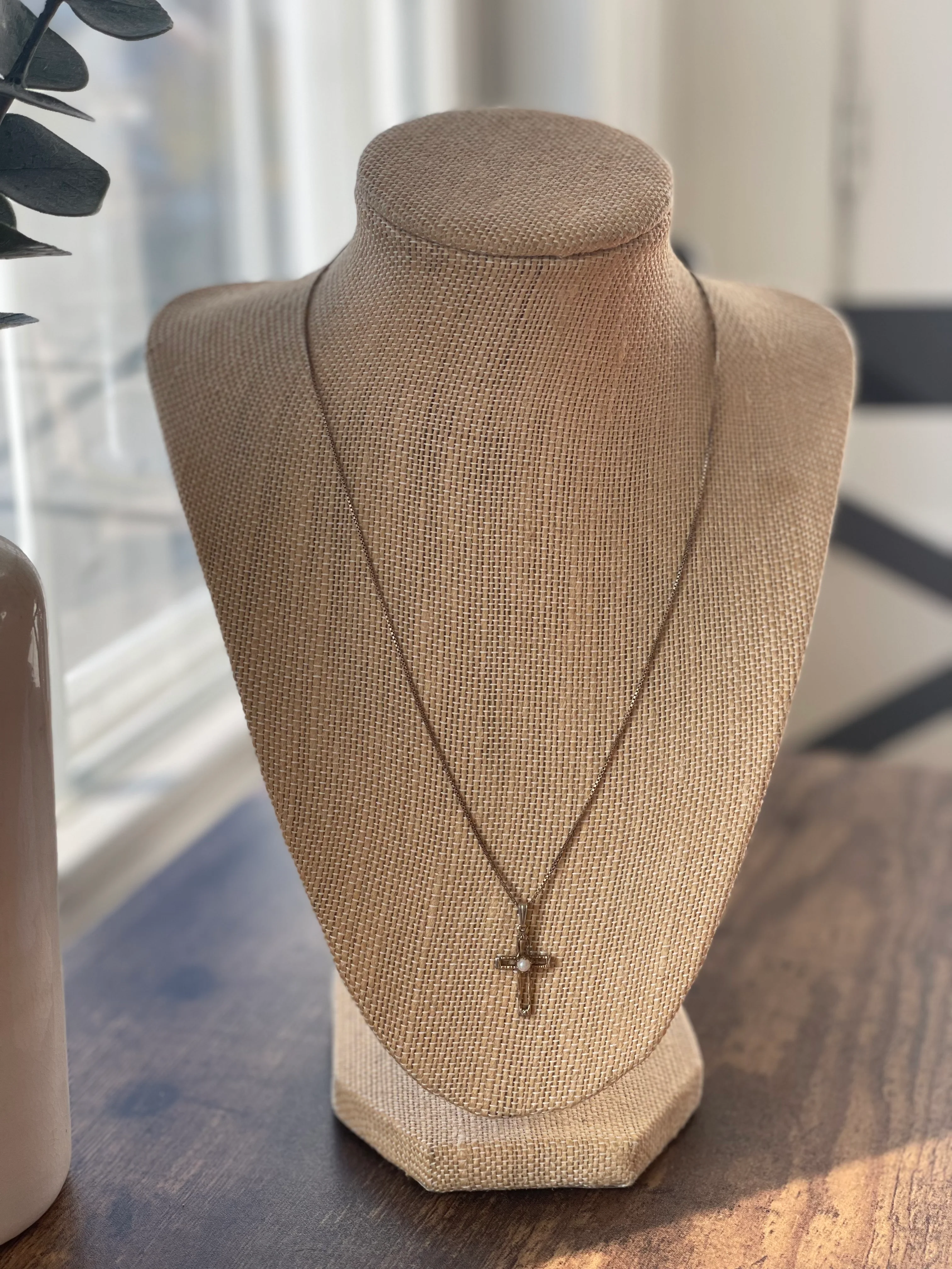 60s/70s Gold Vermeil Chain With Dainty Cross Pendant - Image 2