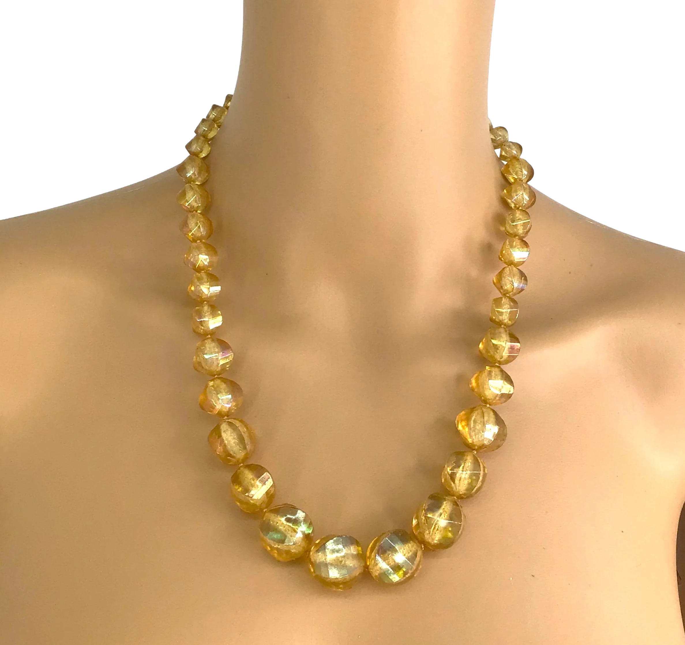 60s/70s Golden Amber Beaded Necklace 20 Inch By Unsigned - Image 2