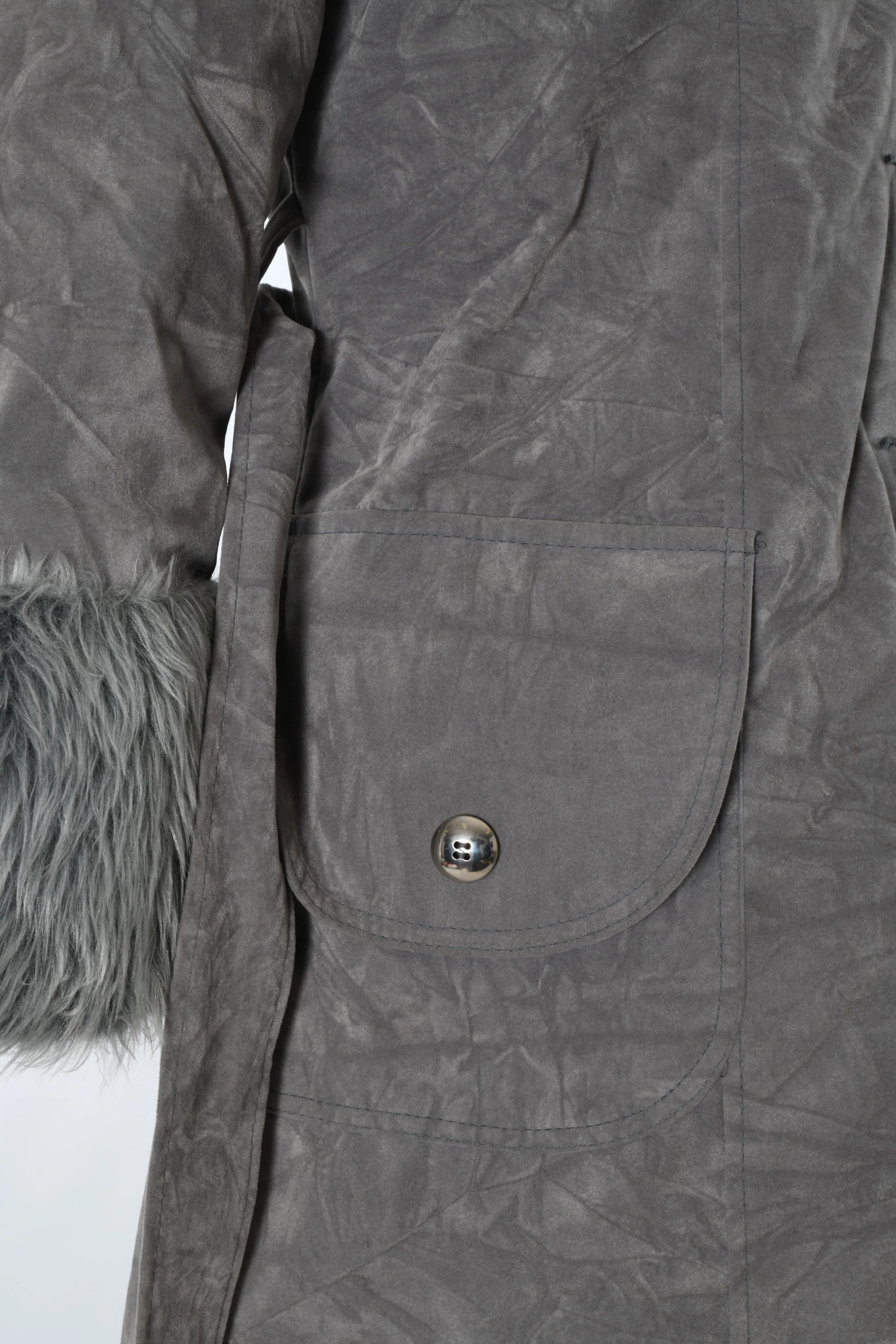 60s/70s Gray Faux Fur Vegan Penny Lane Matching Coat Hat By Fingerhut Fashions - Image 8