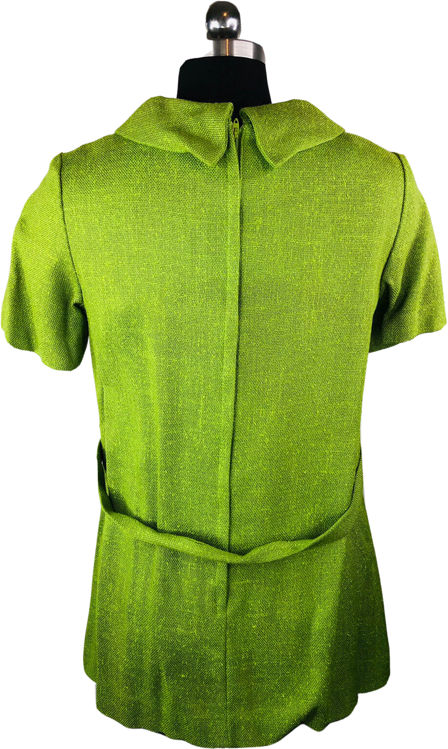 60s/70s Green Back Zip Self Belt Cowl Neck Nos Tags Bk Zip - Image 2