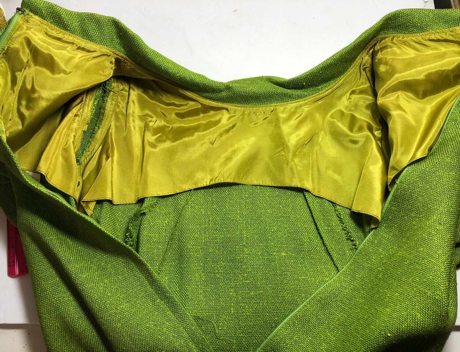 60s/70s Green Back Zip Self Belt Cowl Neck Nos Tags Bk Zip - Image 4