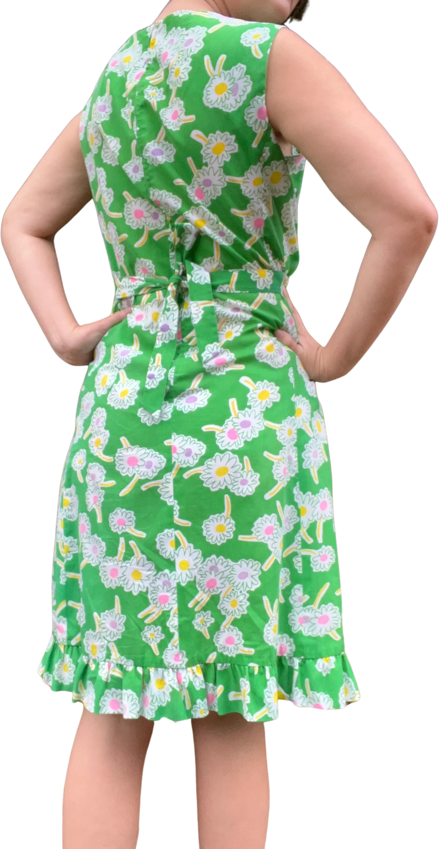 60s/70s Green Daisy Print Midi Dress By Tanner of North Carolina - Image 2