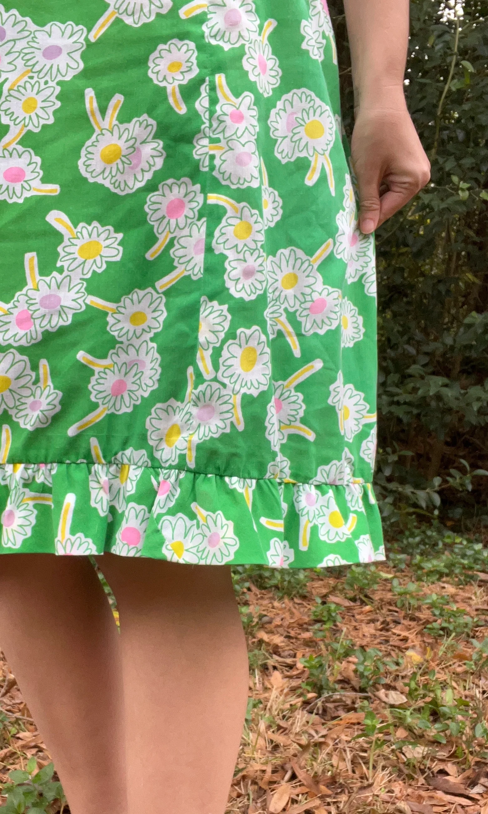 60s/70s Green Daisy Print Midi Dress By Tanner of North Carolina - Image 7