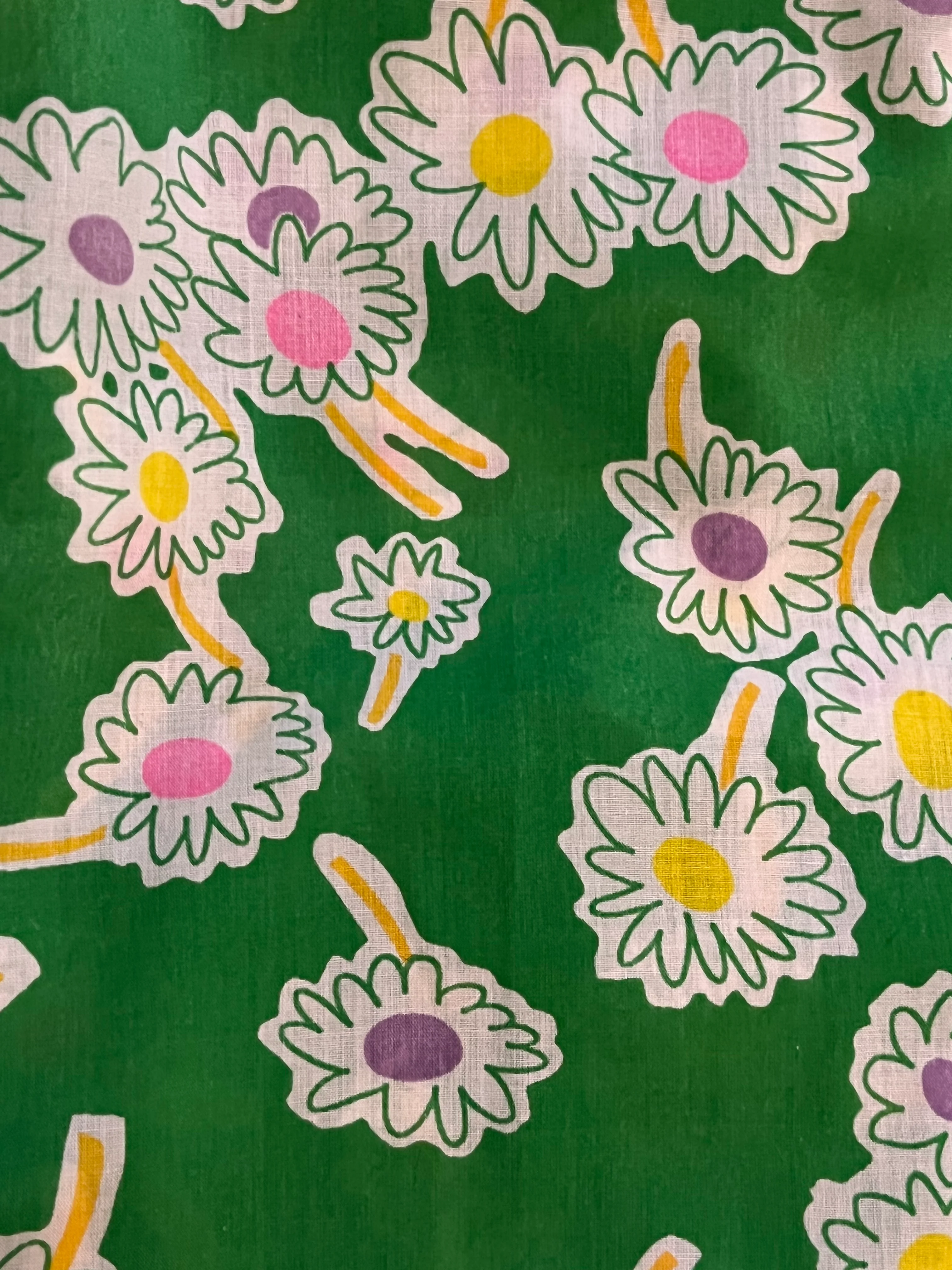 60s/70s Green Daisy Print Midi Dress By Tanner of North Carolina - Image 9