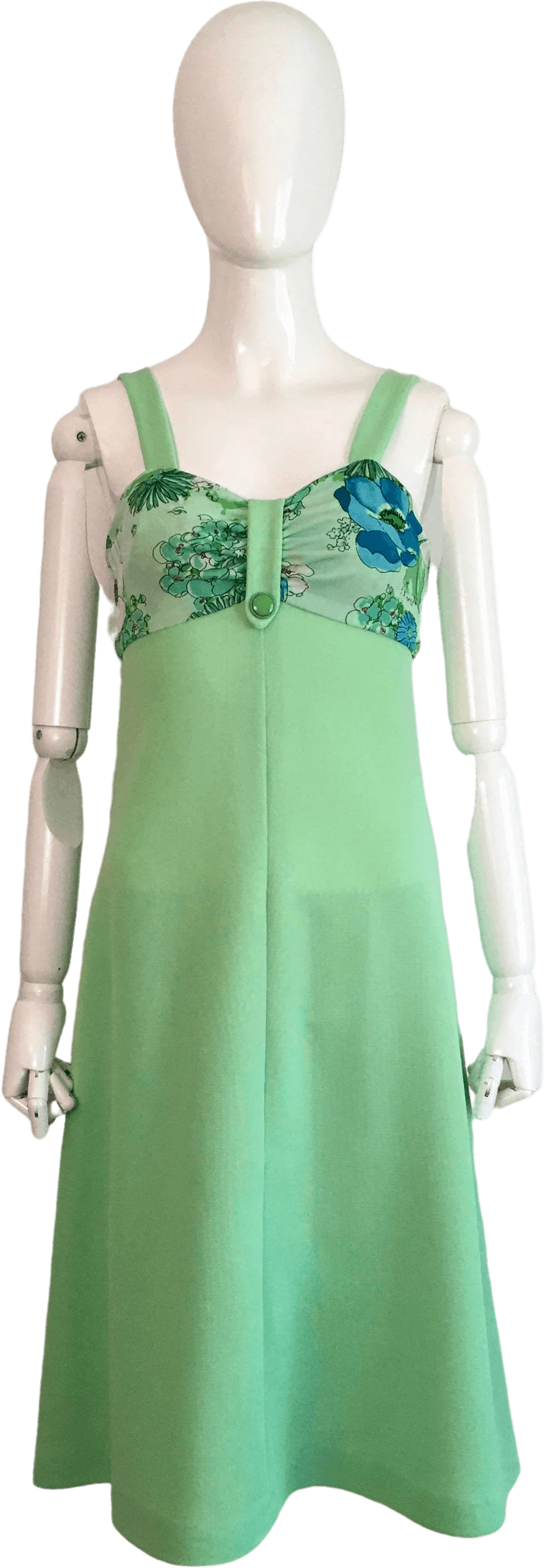 60's/70's Green Floral Mod Scooter Dress