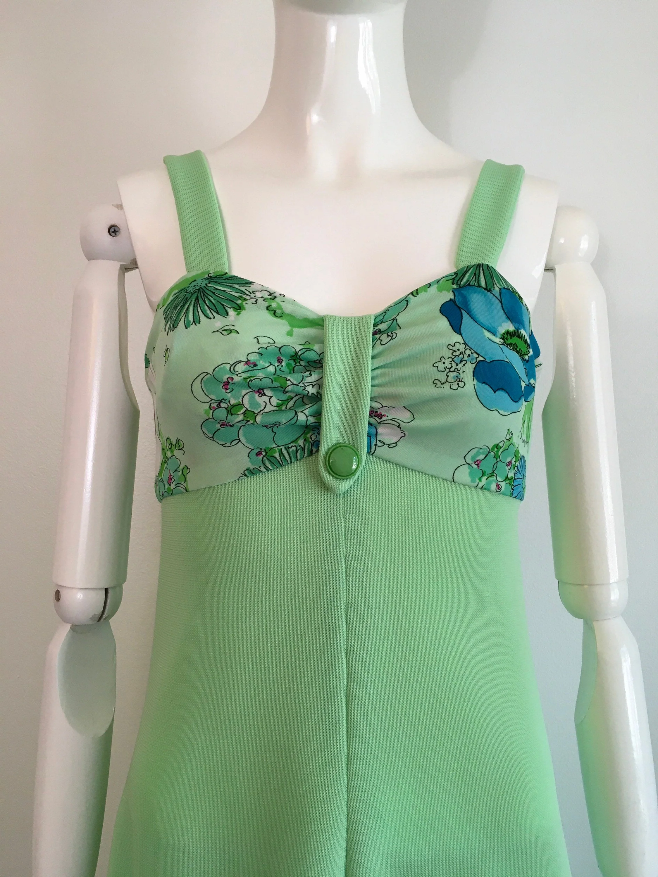 60's/70's Green Floral Mod Scooter Dress - Image 4