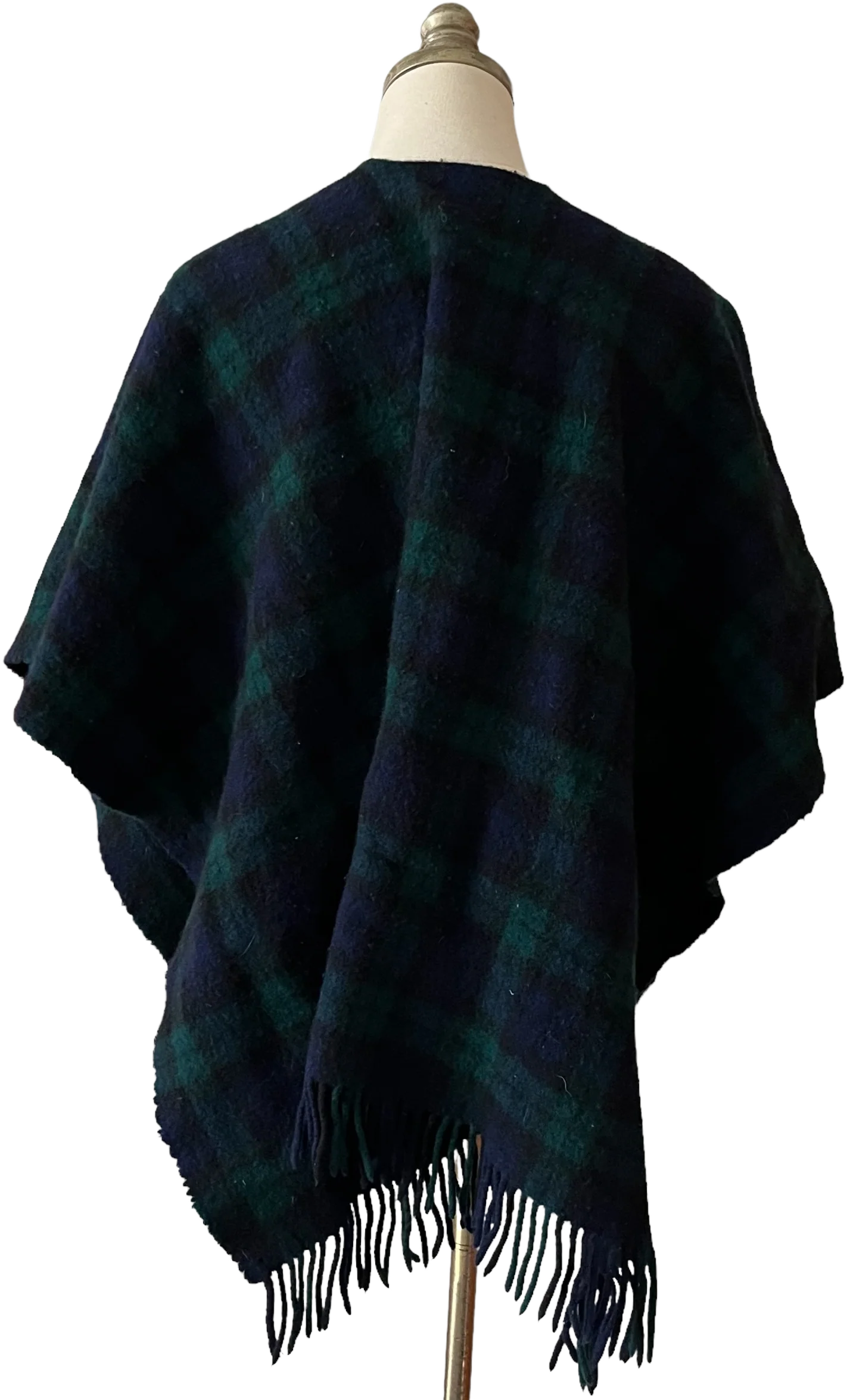 60s/70s Green Tartan Plaid Wool Shawl Wrap By Highland Home - Image 2