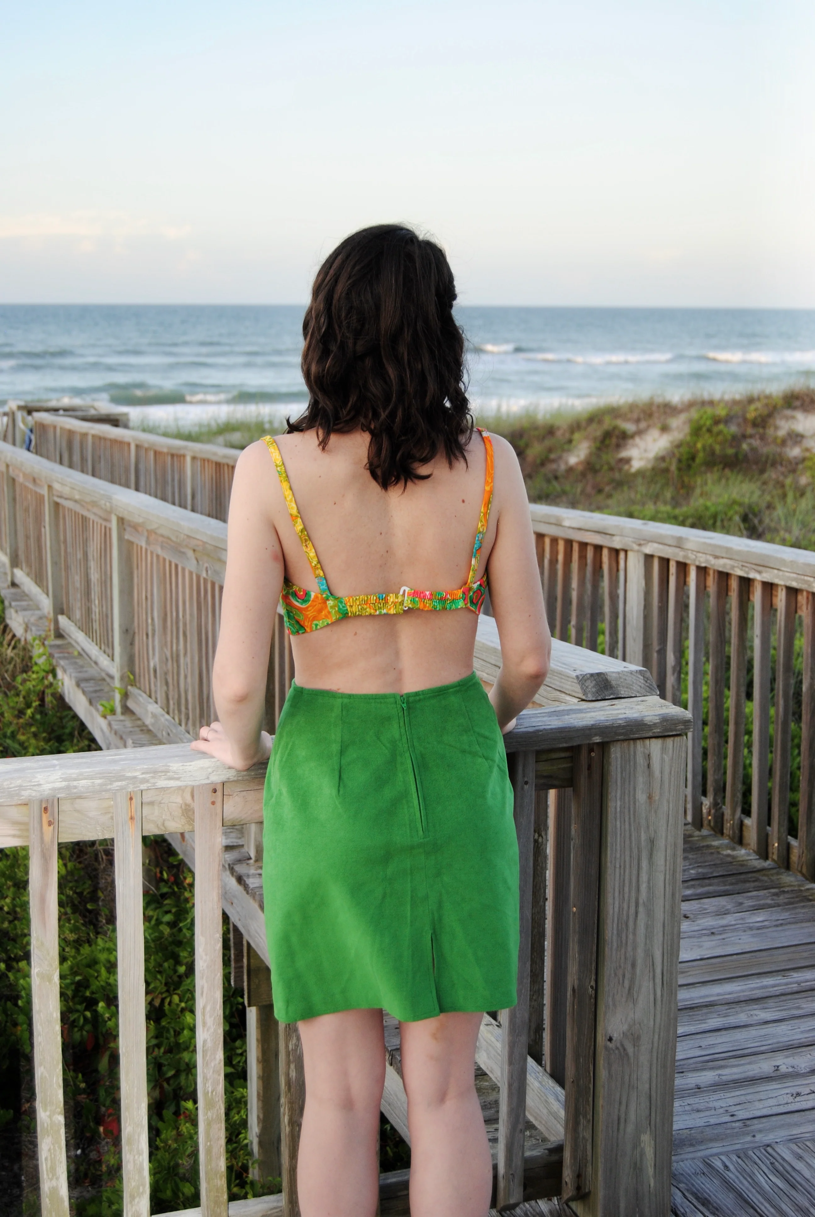 60s/70s Green Ultrasuede Mini Skort For Neiman Marcus By Leon Levin - Image 3