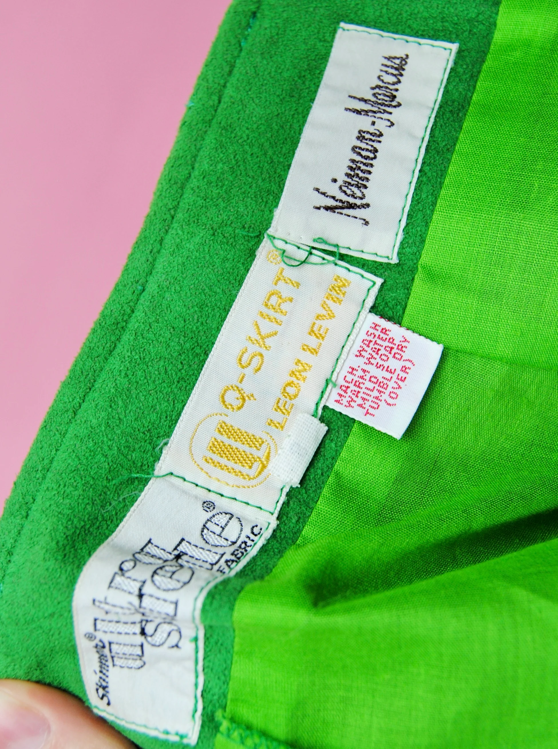 60s/70s Green Ultrasuede Mini Skort For Neiman Marcus By Leon Levin - Image 8