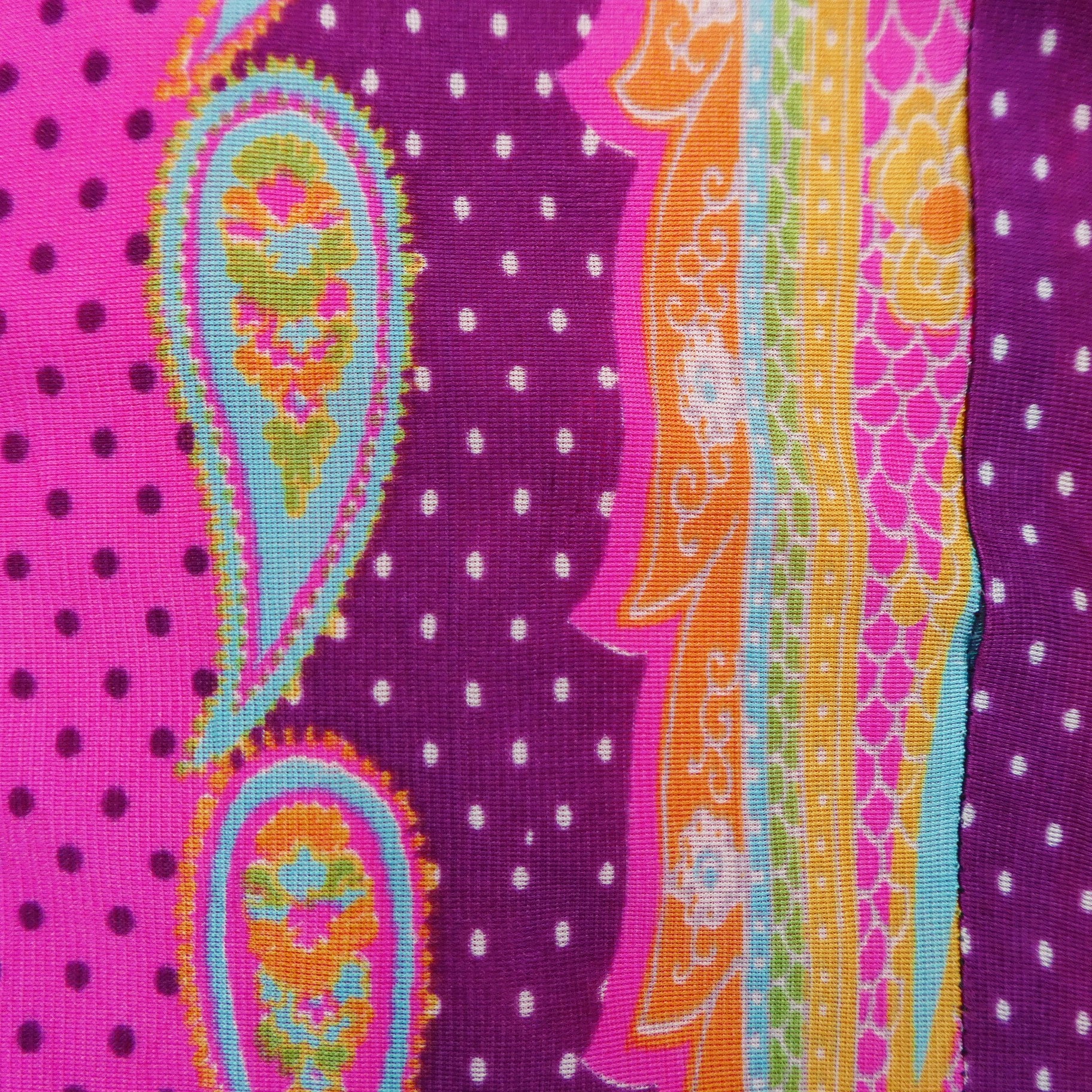 60s/70s Groovy Boho Neon Paisley Maxi Skirt Lined Zip Back - Image 3