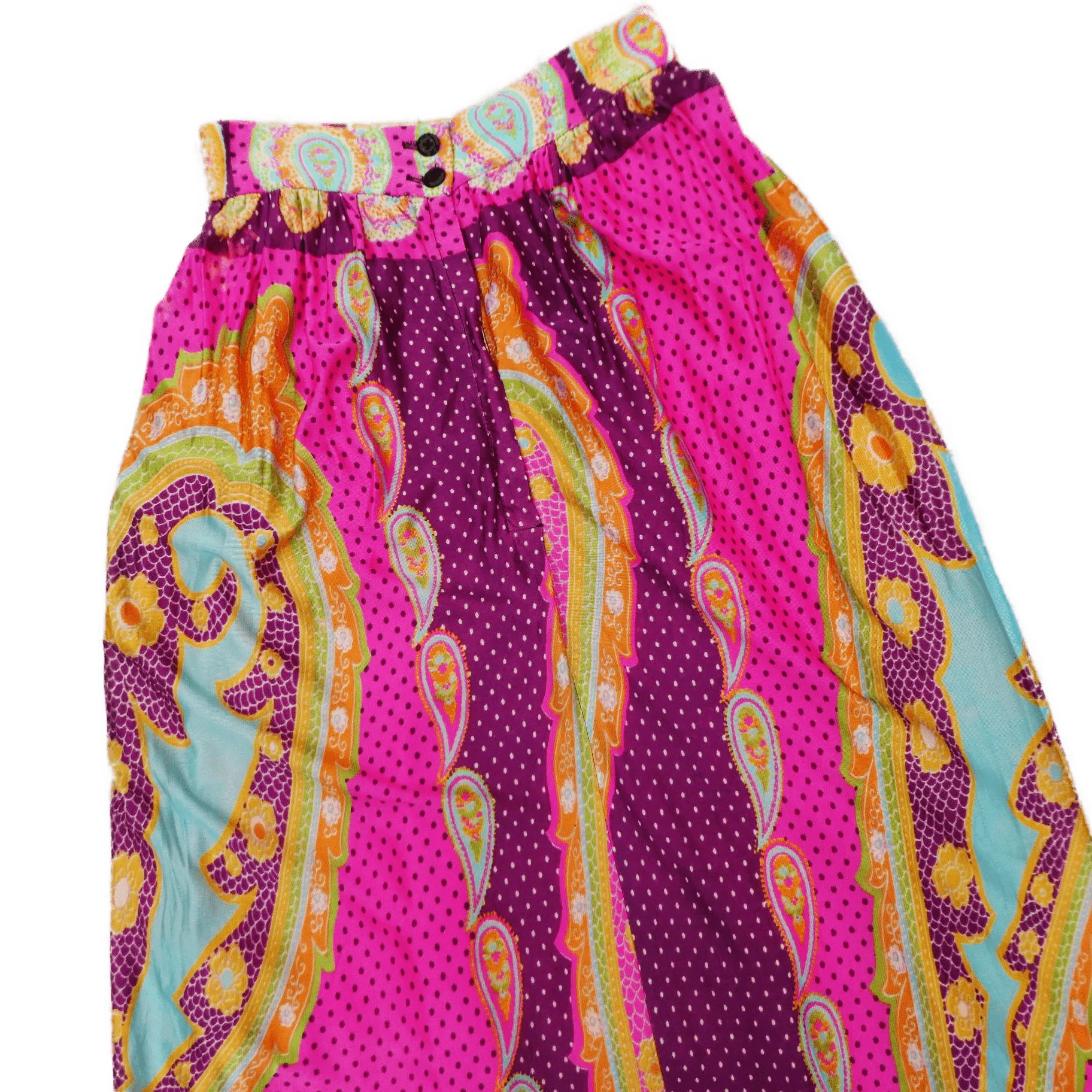 60s/70s Groovy Boho Neon Paisley Maxi Skirt Lined Zip Back - Image 6