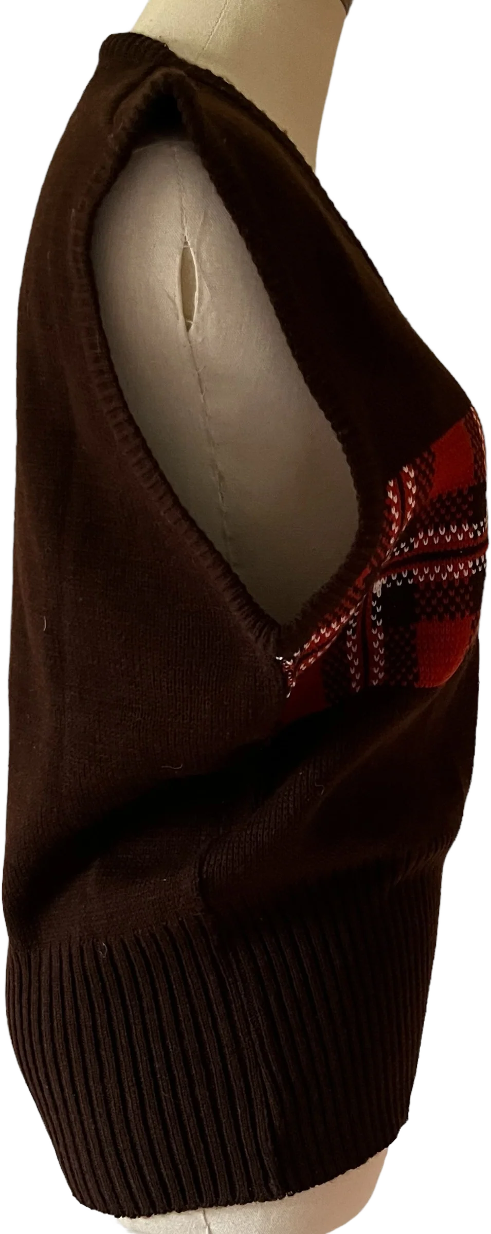 60s/70s Groovy Plaid Knit Sweater Vest By Fully Fashioned - Image 2