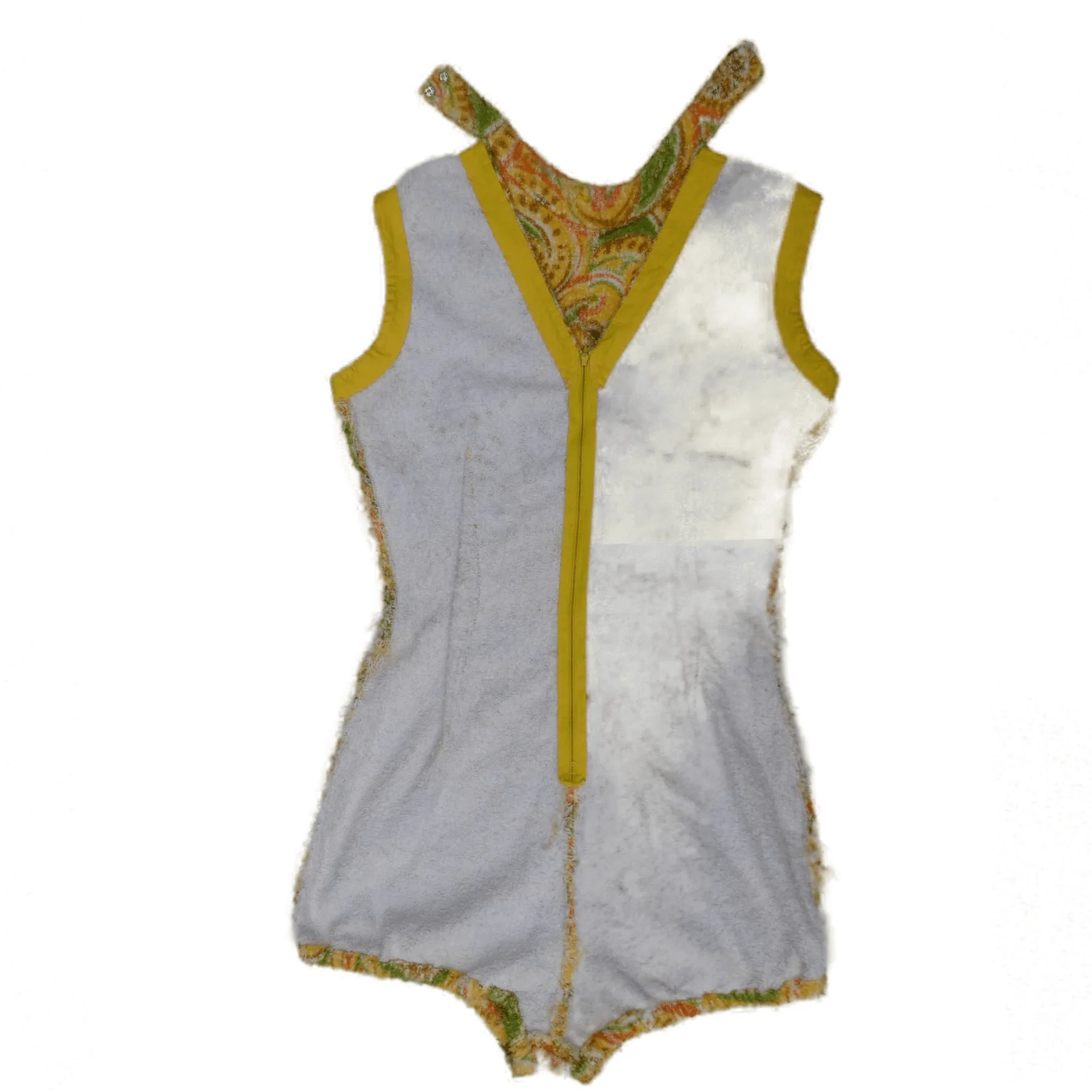 60s/70s Groovy Terrycloth Playsuit Choker Zip Back M - Image 8