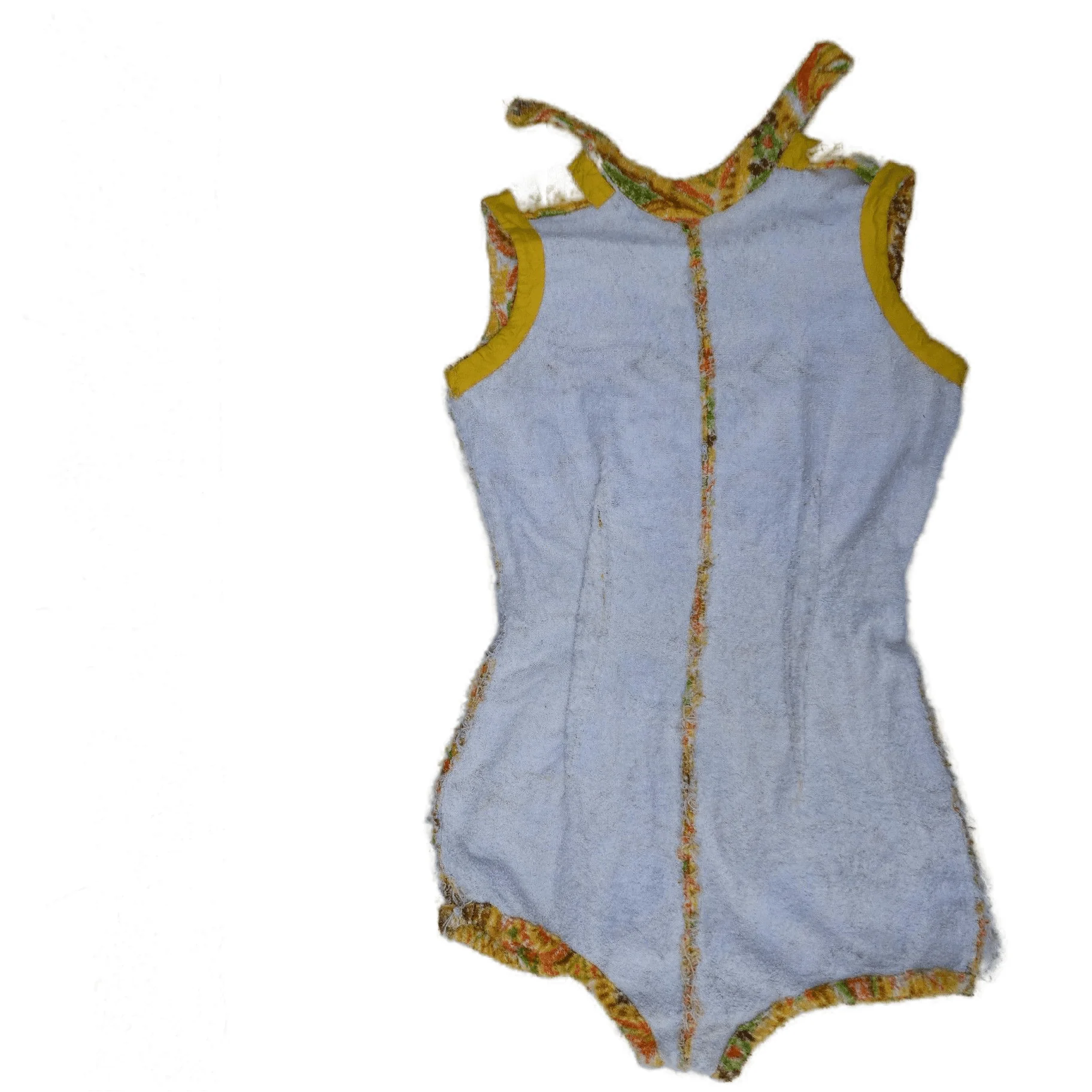 60s/70s Groovy Terrycloth Playsuit Choker Zip Back M - Image 9