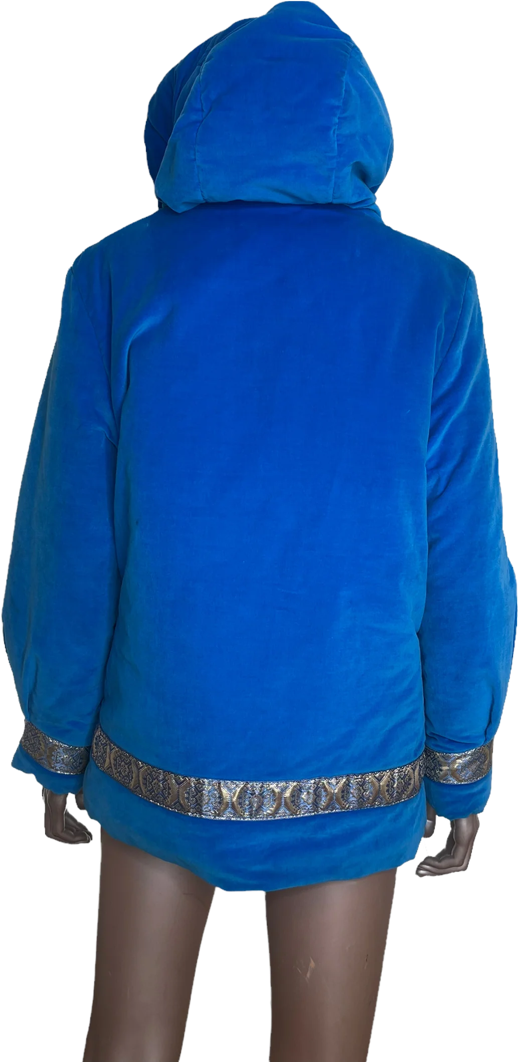 60s/70s Groovy Velvet Coat With Gold Trim And Talon Zipper - Image 2